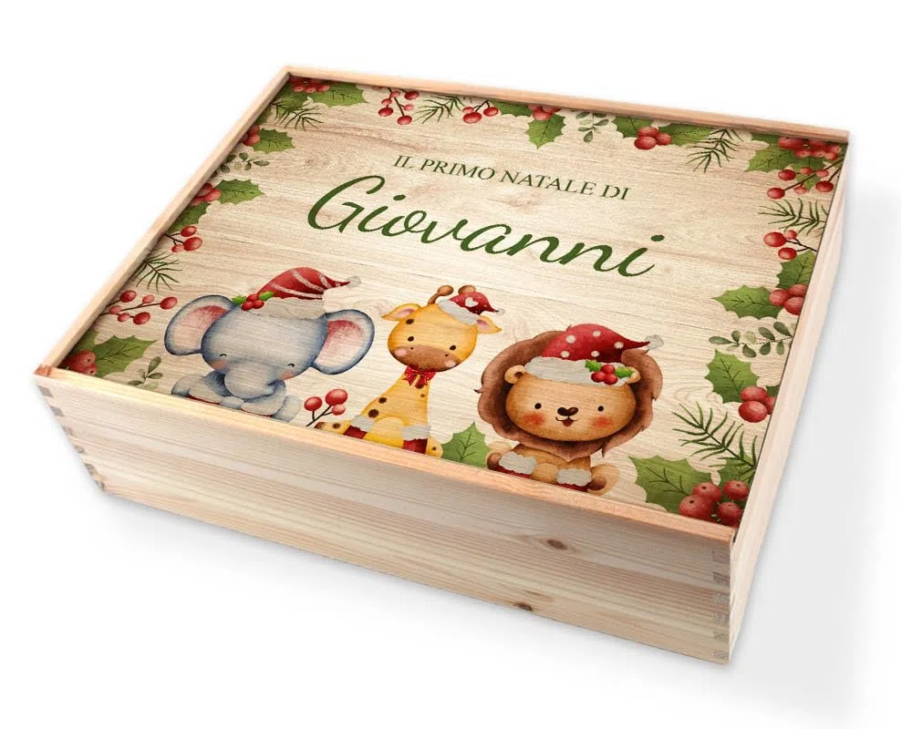 Memory Box Baby Scatola di Legno Personalizzata 36 x 27 x 10 cm Vari Motivi per Nascita e Battesimo Scatola Regalo di Grandi Dimensioni con Coperchio personalizzato (Personalizzata nascita/bambini)
