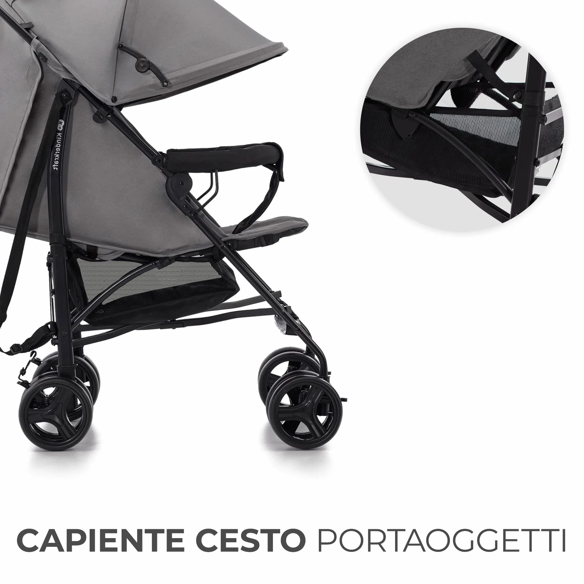 Kinderkraft TIK Passeggino Leggero e Compatto 6,5 kg, Pieghevole, Reclinabile, fino a 15 kg, Grigio