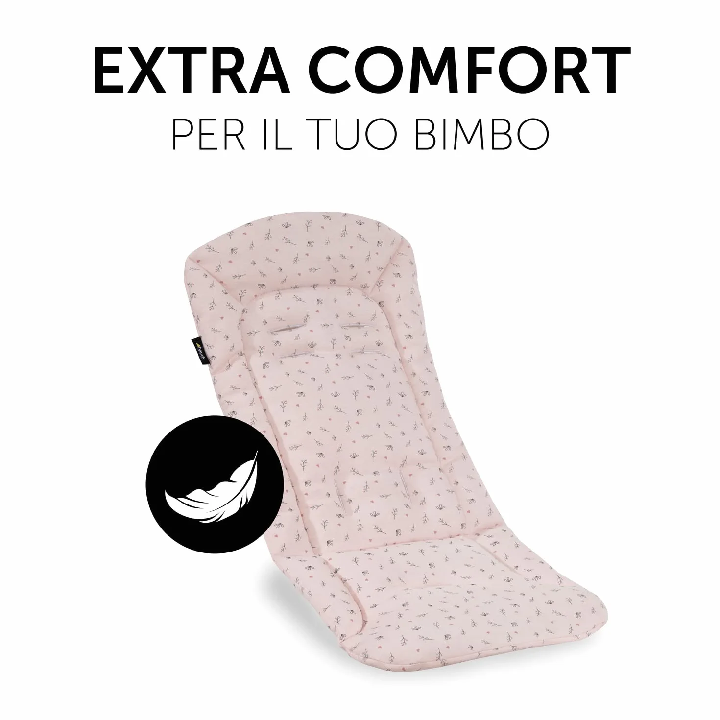 hauck Copriseduta Passeggino e Rimorchio Bici Universale, Fiori Rosa - Protezione Seduta Imbottita, Rivestimento in Cotone, Compatibile con Cintura 5 Punti