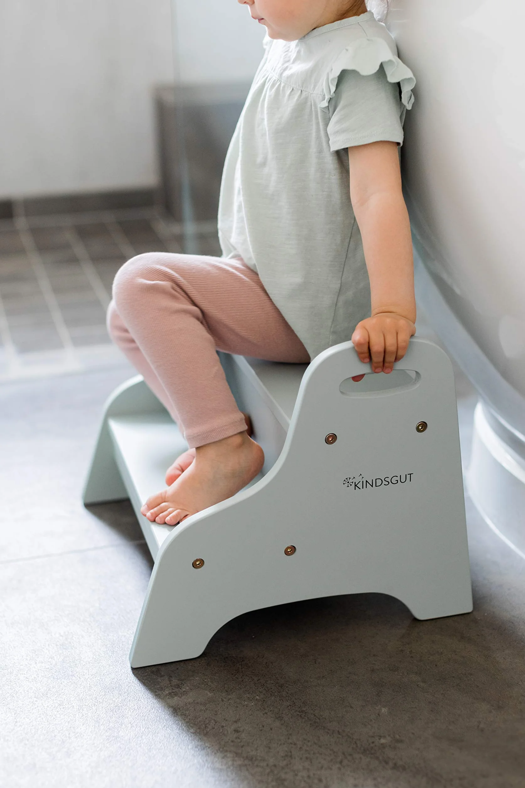 Kindsgut Scaletta in legno sgabello 2 gradini bambini acquamarina
