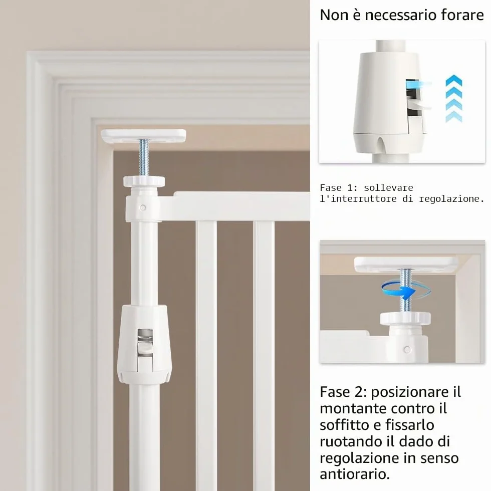 unipaws Barriera di sicurezza per gatti extra alta 190 cm barriera per animali domestici con serratura, sbarre ravvicinate, montaggio senza foratura, uso interno
