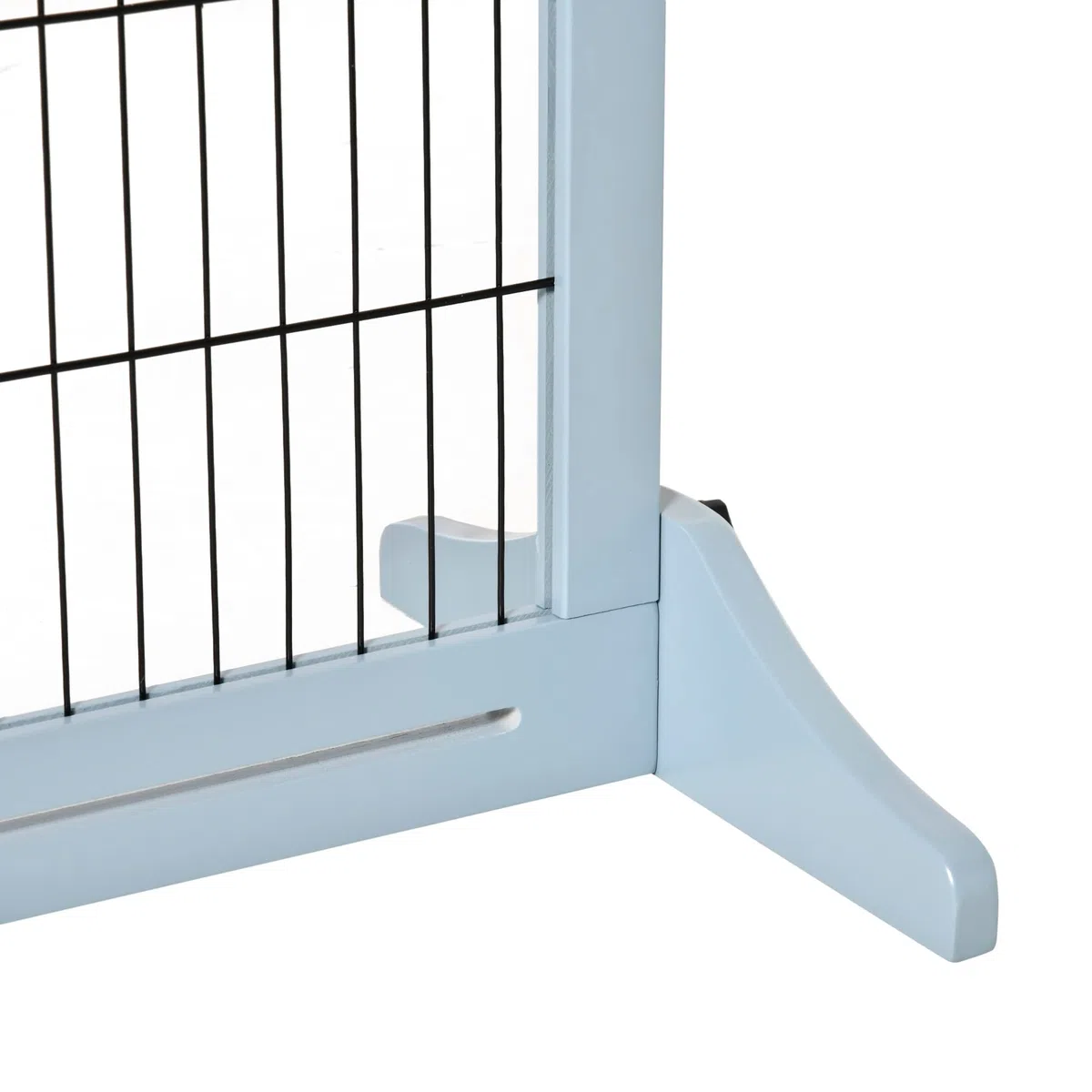PawHut Cancelletto di Sicurezza per Cani in Legno e Acciaio, Cancellino per Cani Estensibile da Interno 104-180cm, Blu-grigio