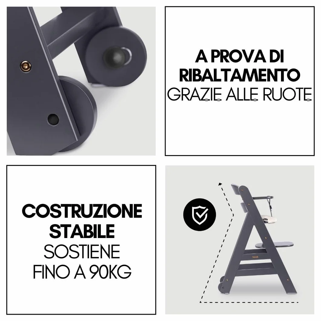 Hauck Seggiolone Evolutivo Beta+ Newborn Set Deluxe 2in1 Regolabile con Sdraietta Neonato, Cuscino Seduta e Vassoio
