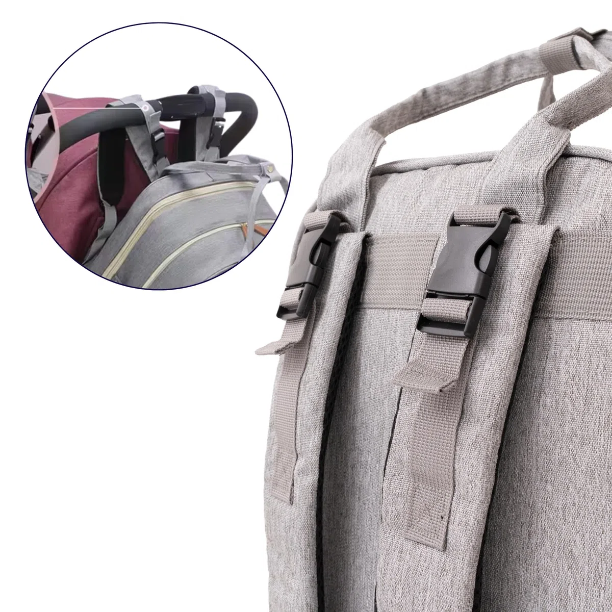 Zaino per pannolini 3 in 1 – Grande capacità con 13 tasche, lettino pieghevole e zanzariera incorporata, borsa da viaggio multifunzione, impermeabile, grigio o blu