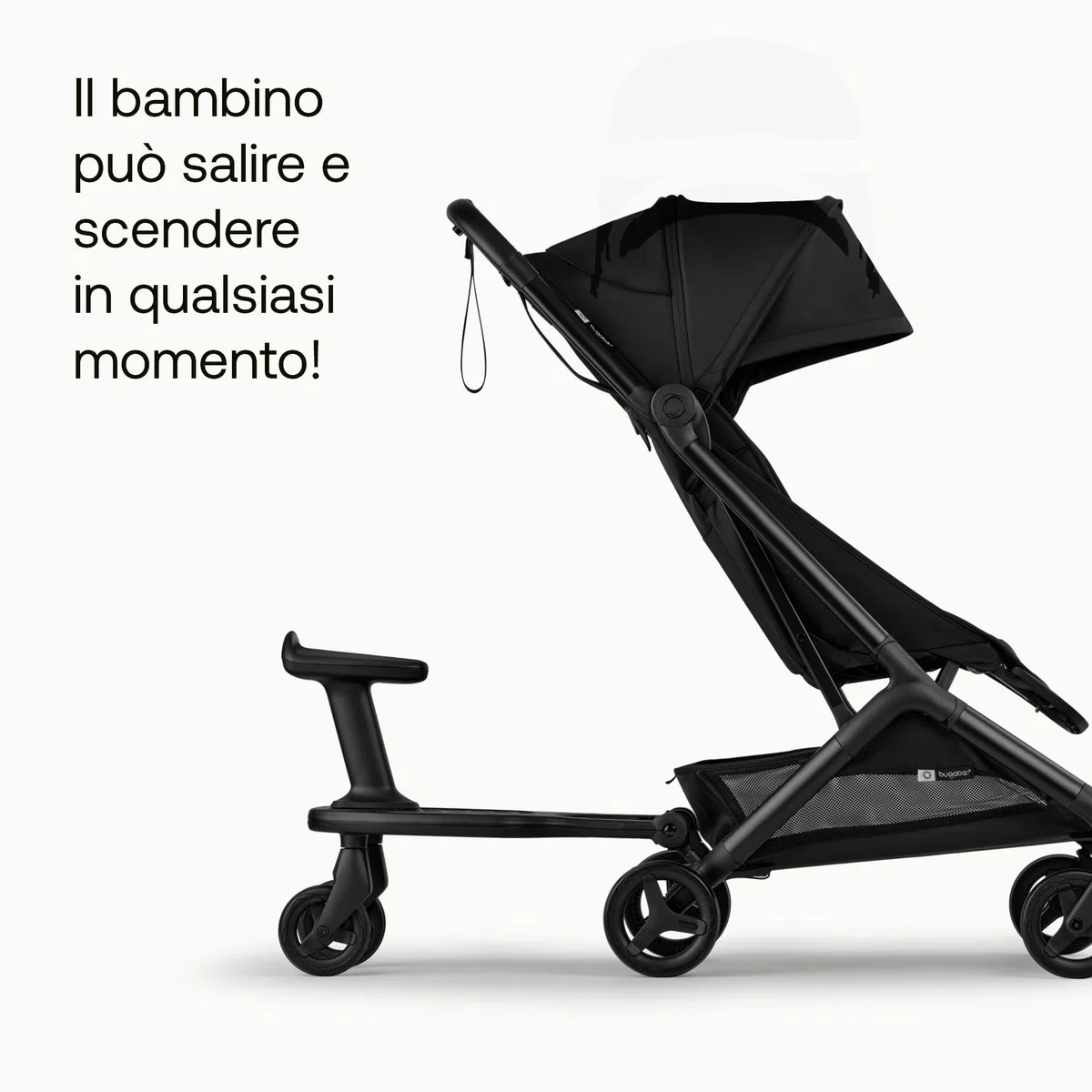 Bugaboo Pedana con Ruote Comfort+ con Sedile Rimovibile – Pedana da passeggio per bambini piccoli con opzione da seduto o in piedi, compatibile con tutti i passeggini Bugaboo