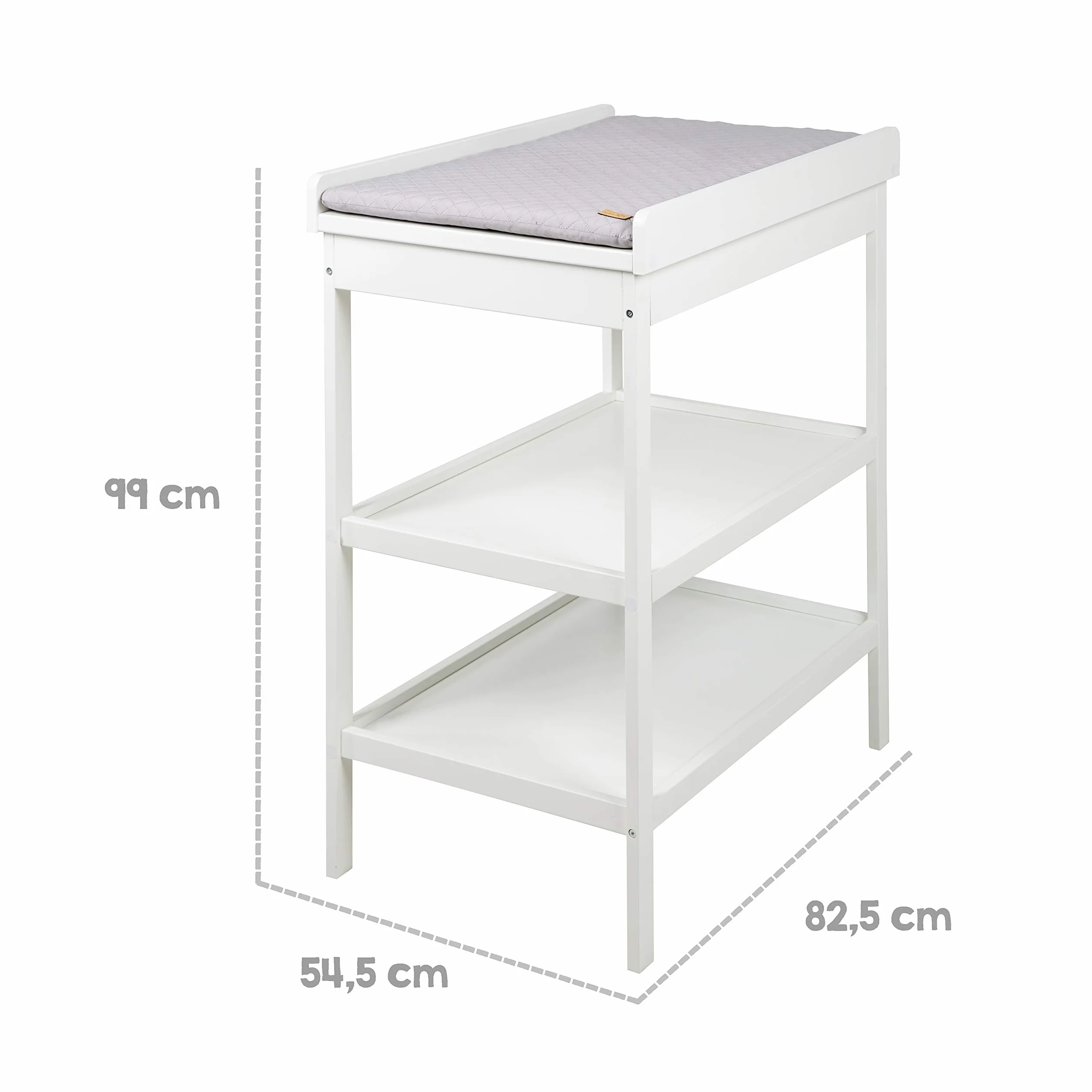roba Fasciatoio Style Salvaspazio z Materassino Grigio Idrorepellente, Legno Bianco
