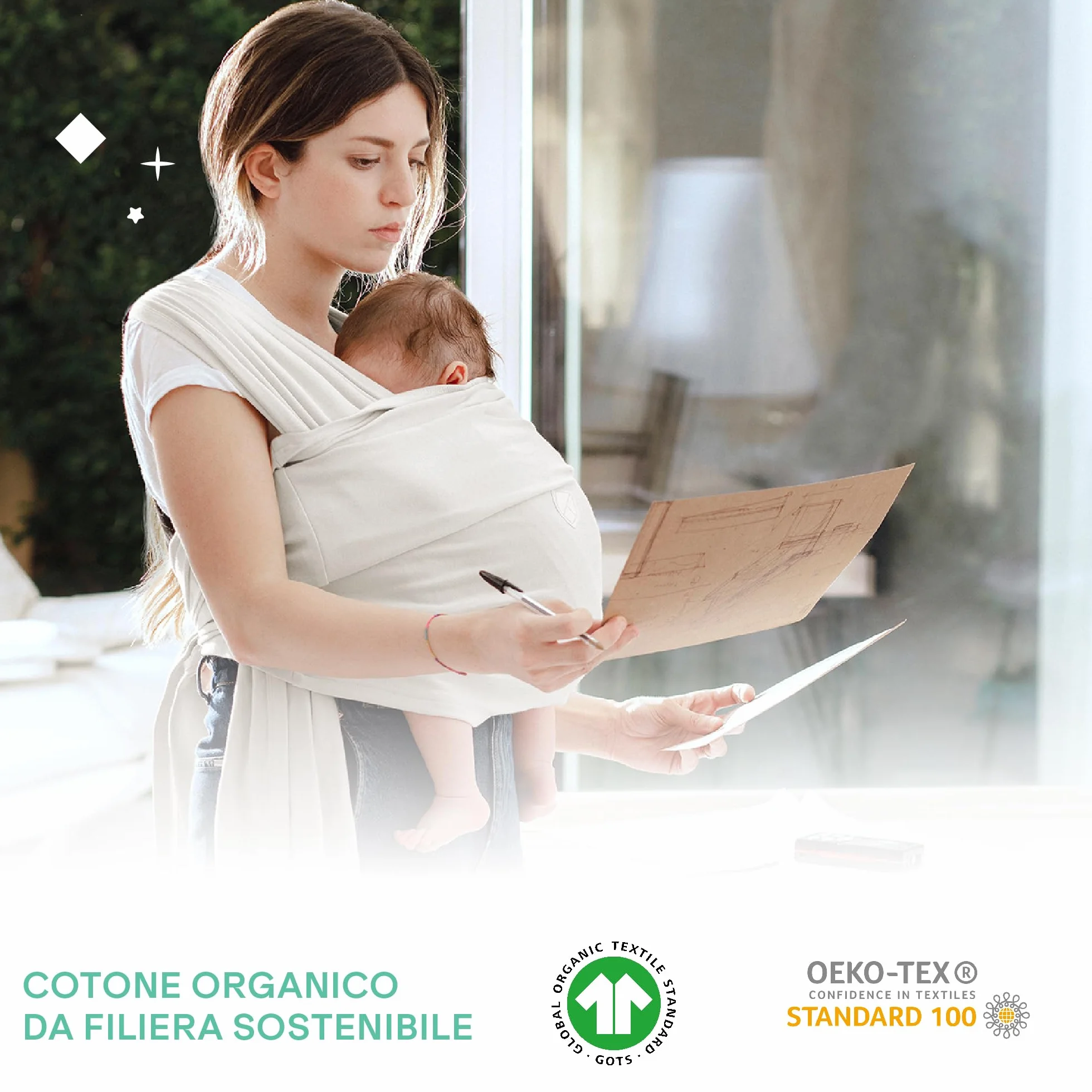 Koala Babycare Cuddle Band 2.0 Fascia neonato in cotone organico 15 kg