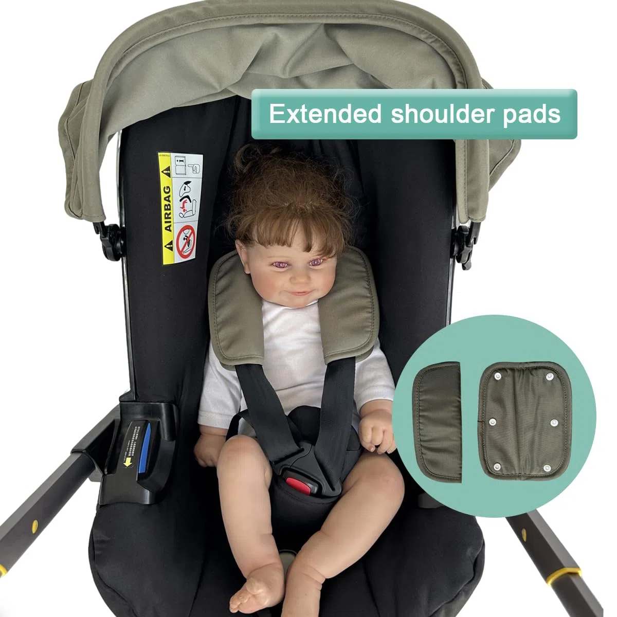 Tettuccio di ricambio per passeggino Doona X/Doona+/Doona i, parasole estensibile a 4 segmenti, lavabile in lavatrice, accessori per passeggino con spalline (verde oliva, per Doona+/i)