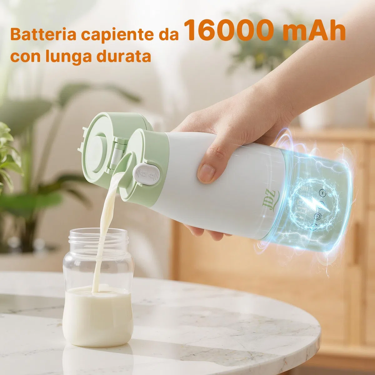 Scaldabiberon Portatile 500ml, Scalda Biberon Elettrico Ricaricabile 16000mAh, Controllo Temperatura Preciso per Latte e Acqua, Ideale per Neonati e Viaggi, Regalo per la Festa della Mamma