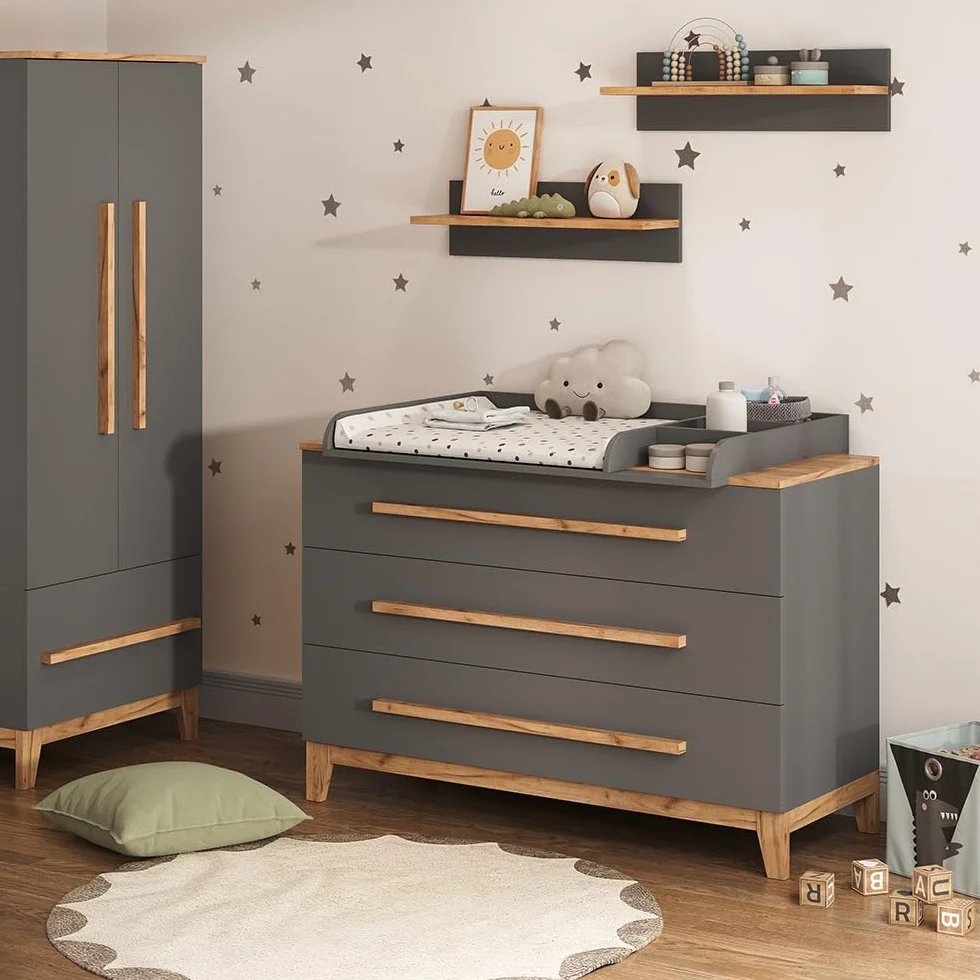 VitaliSpa Fasciatoio Malia Grigio Artisan 133.2 x 98 cm 3 cassetti rimovibile cassettiera