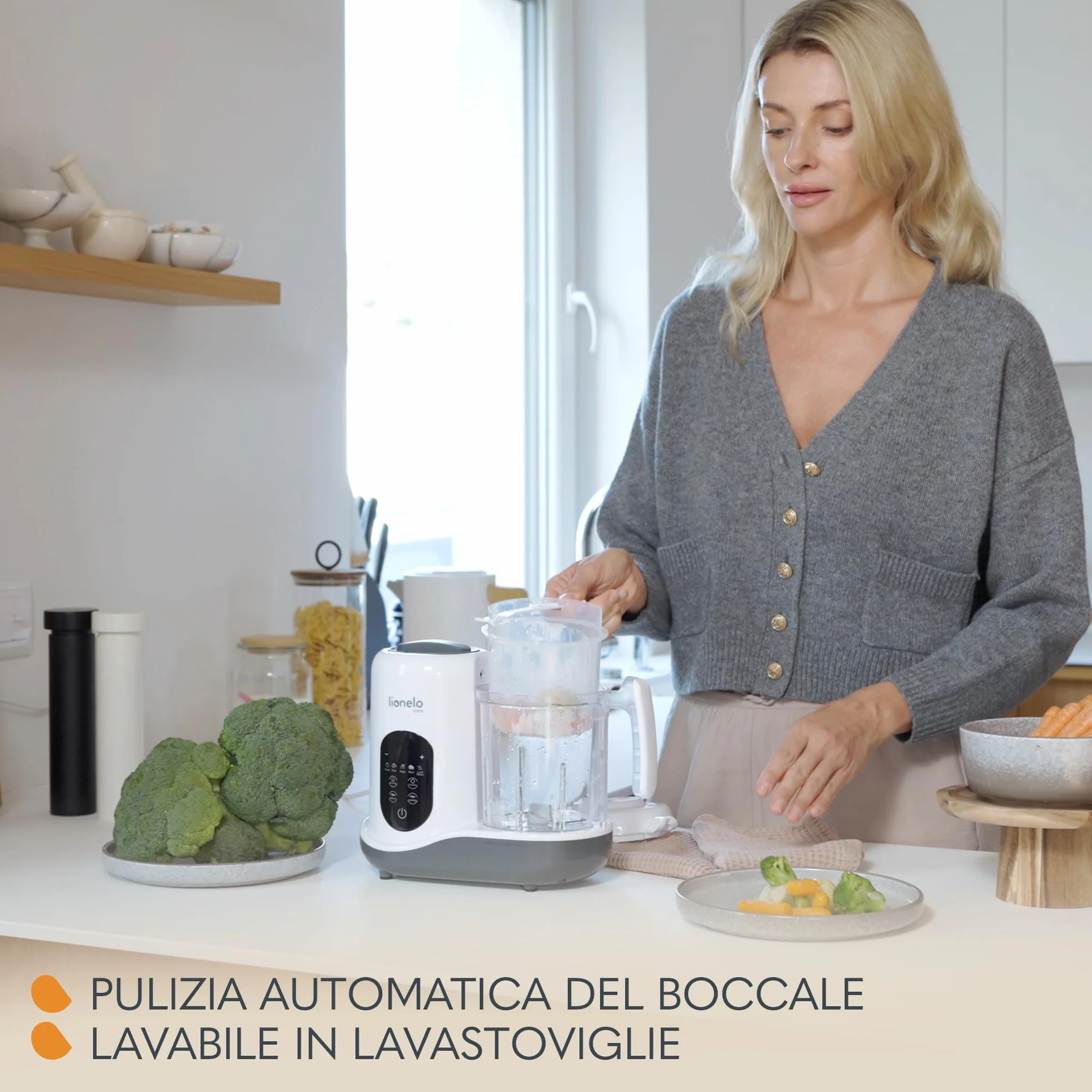 Lionelo BABYMENU 5in1 Robot Cucina e Scaldabiberon per Bambini: Cottura a Vapore, Frullatura, Riscaldamento, Scongelamento, Sterilizzazione, Senza BPA, 35 Ricette