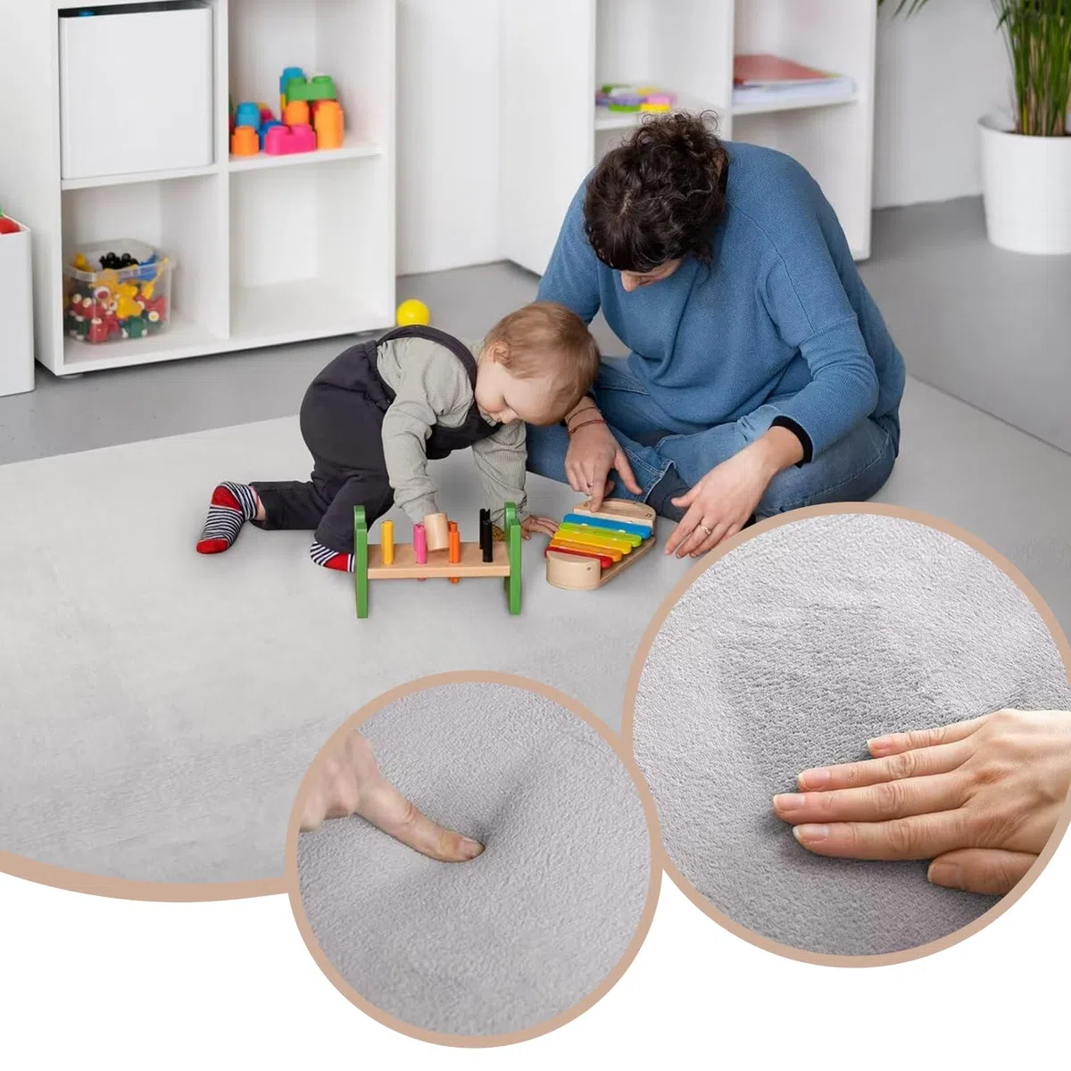 Tappeto di Velluto Corallo Ispessimento per Bambini Coperta strisciante Tappeto Bambini Tatami Tappetino per gattonare antiscivolo, tappeto per asilo, spessore 2 cm, 60 x 160 cm Grigio Argento