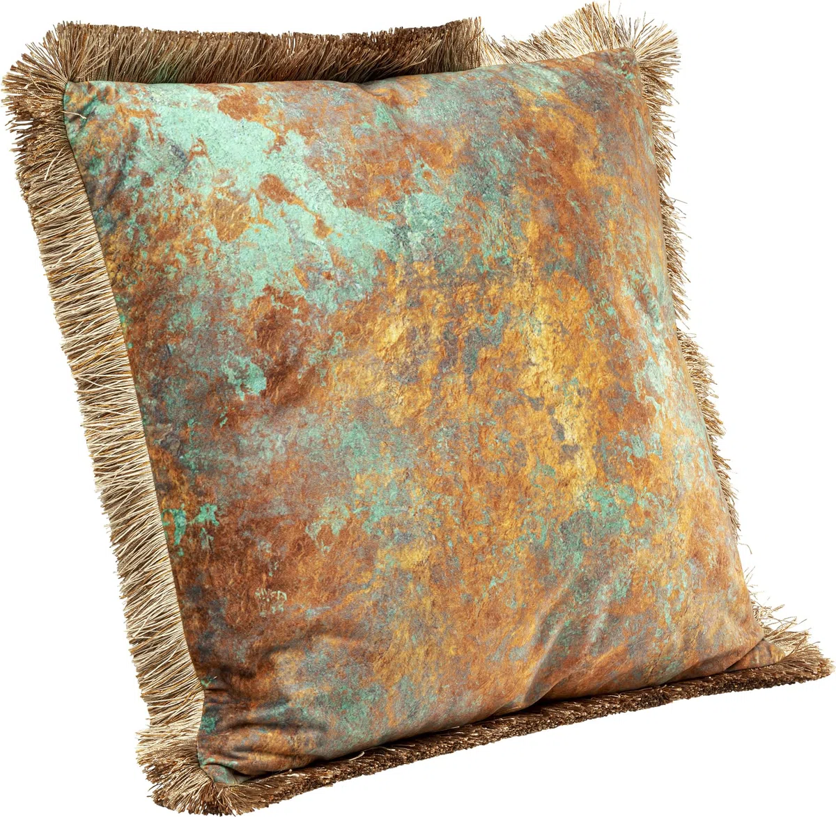 Kare Design cuscino Antique Fringe, 45x45cm, bronzo/verde chiaro, cuscino da divano/letto/sedia, stile elegante/lussuoso versatile