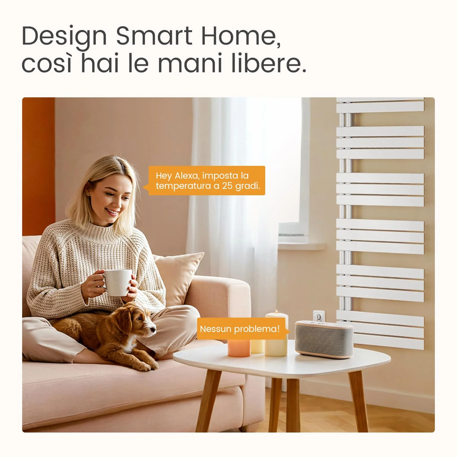 EMKE Scaldasalviette Elettrico Bagno con WIFI Termostato 76x50 cm, 400W Bianco, Scaldasalviette a Basso Consumo, Termoarredo Elettrico Wifi, Scalda Salviette da Bagno Elettrico
