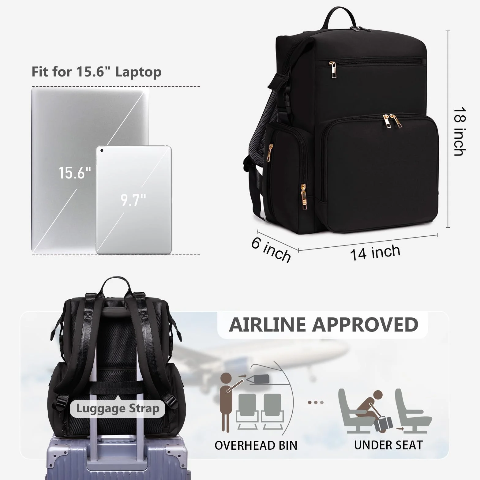 CEI-CEI Zaini Fasciatoio per Neonati Borsa Multifunzione Impermeabile in Neoprene con Tasca Isolata Zaino per Pannolini da Viaggio con Portabebè Integrato