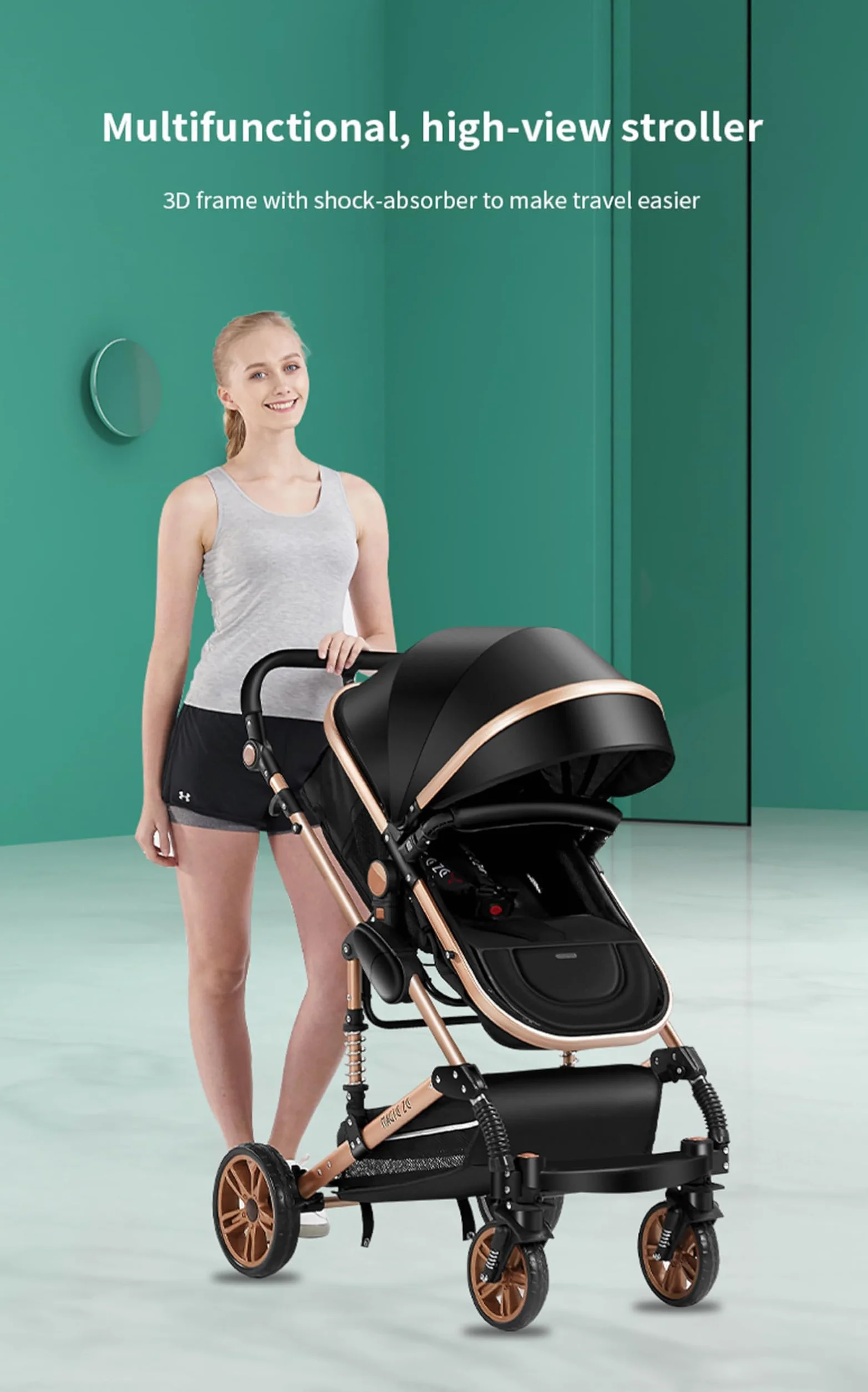 Magic ZC Passeggino Trio 3 in 1 Push Reversibile in Alluminio Pieghevole (739 Grey)