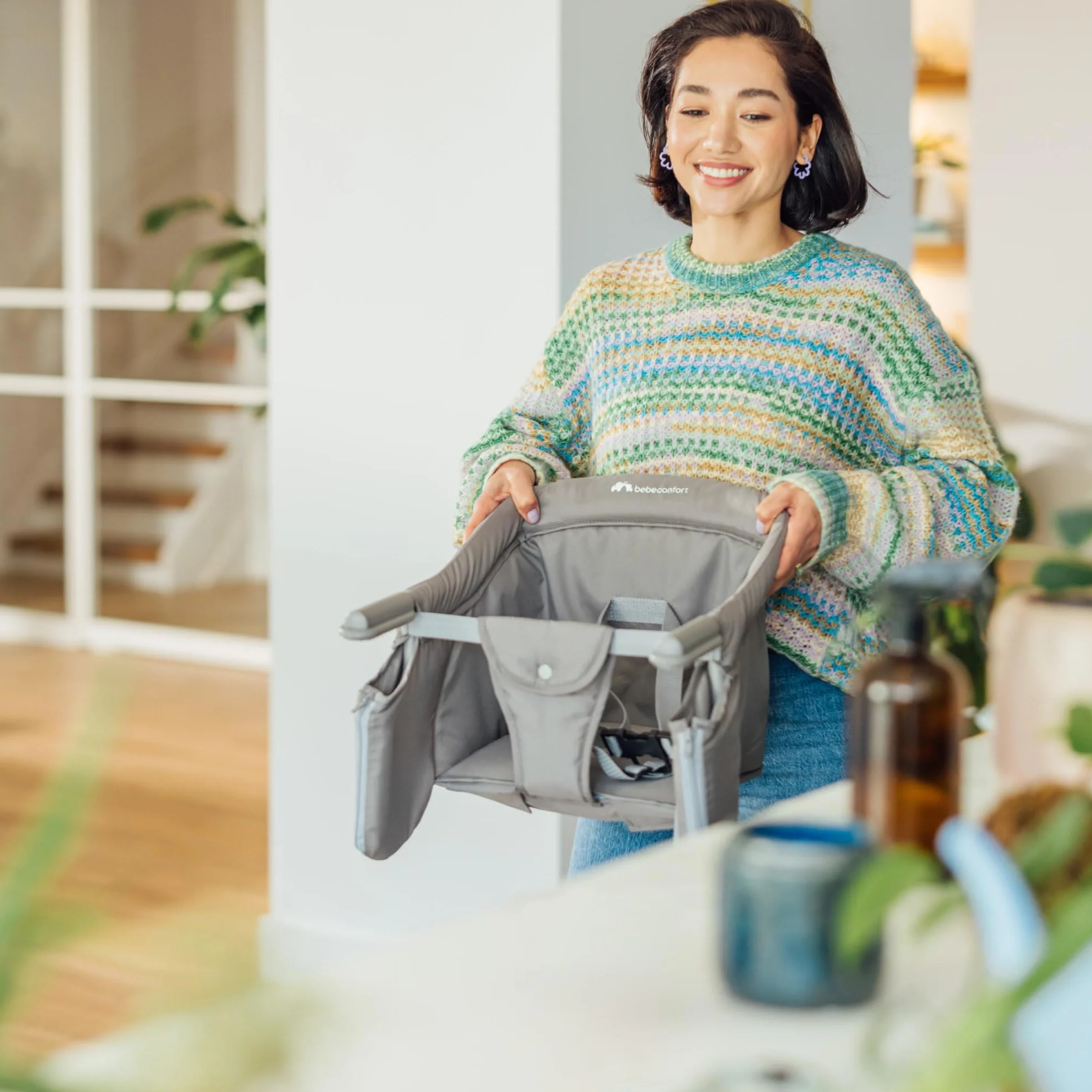 Bebeconfort Malva Seggiolino da Tavolo Pieghevole per Bambini 6 Mesi-3 Anni 15kg Mineral Grey