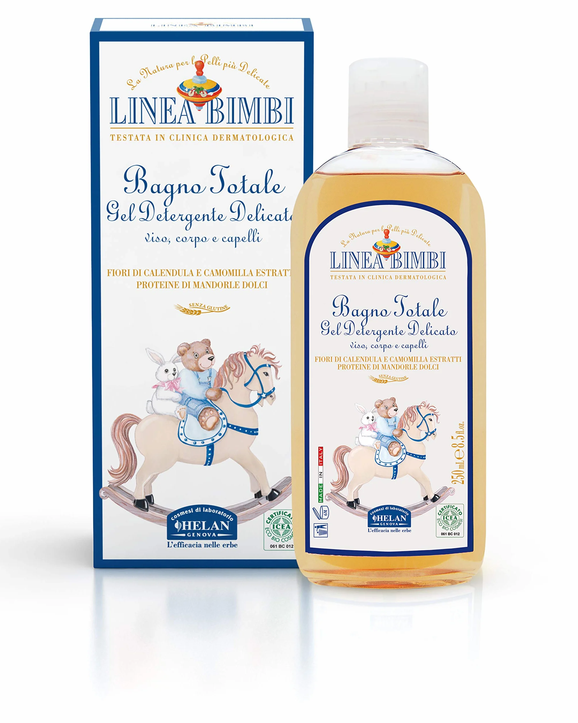 Helan, Linea Bimbi - Dolce Benvenuto Set Neonato con Shampoo Bagnoschiuma 250ml, Amido di Riso Bagnetto 75gr, Salviette 60Pz, Crema Cambio Pannolino 100gr, Crema 100ml