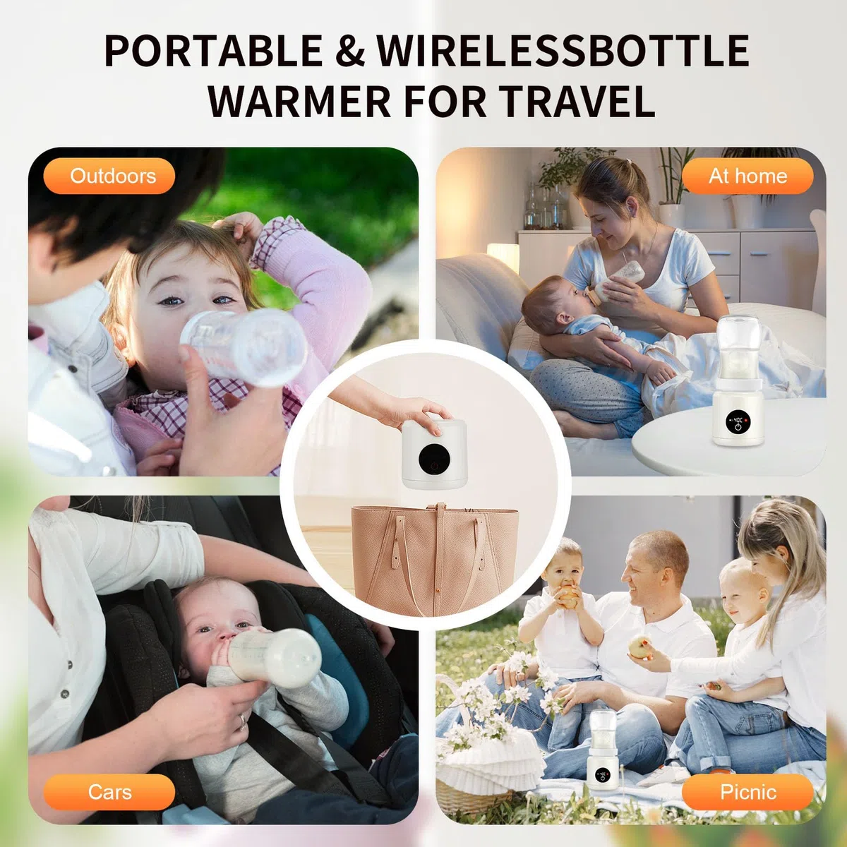Scaldabiberon Portatile, Riscaldamento Rapido, Tascabile Compatto e Leggero, Display digitale, Regolazione temperatura