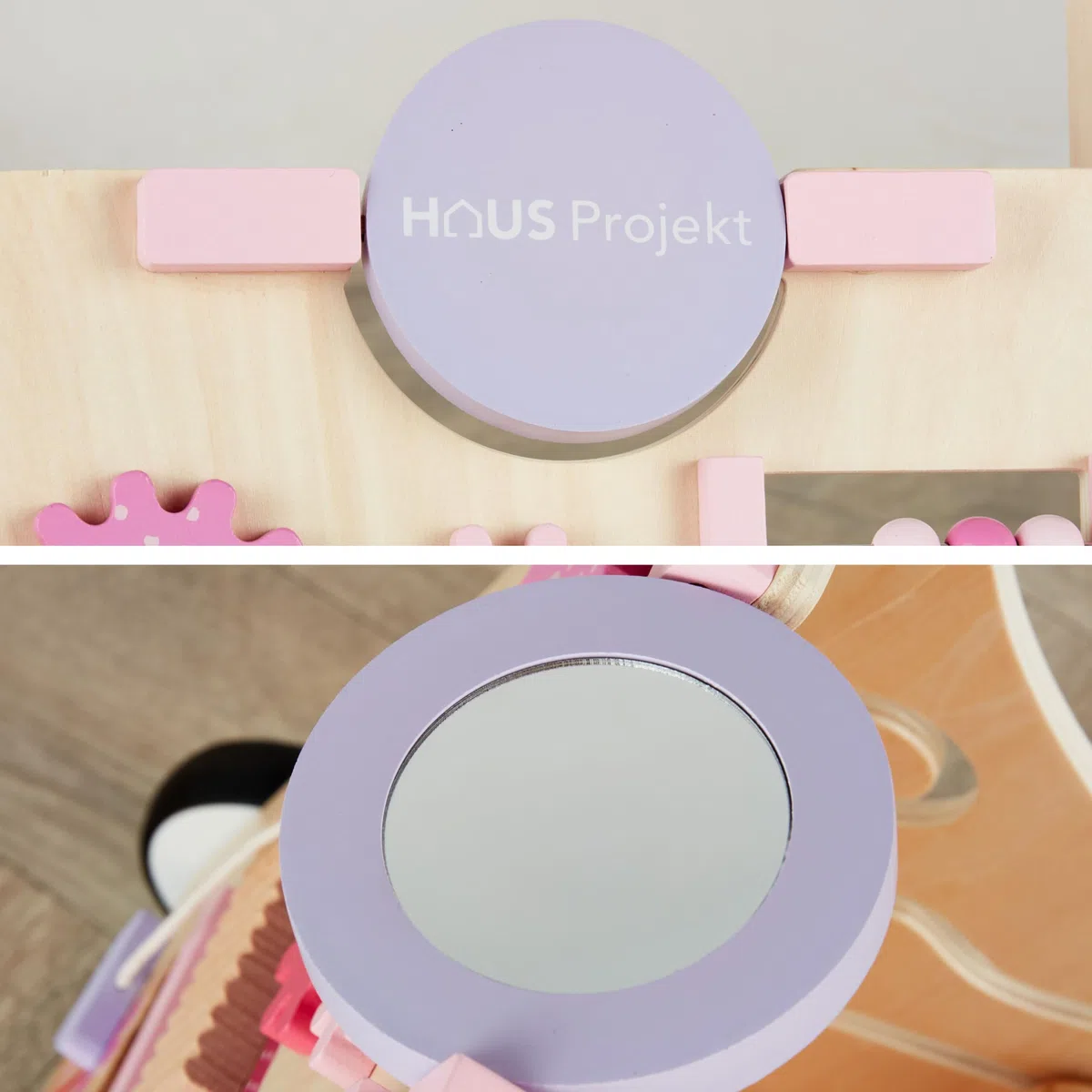 Haus Projekt Carrello Primi Passi Rosa, Girello Bambina di Legno Rosa, Carrellino Primi Passi Legno, Giocattoli per Bambini 1 anno, Regali di Primo Compleanno per Bambini, Regalo di Pasqua