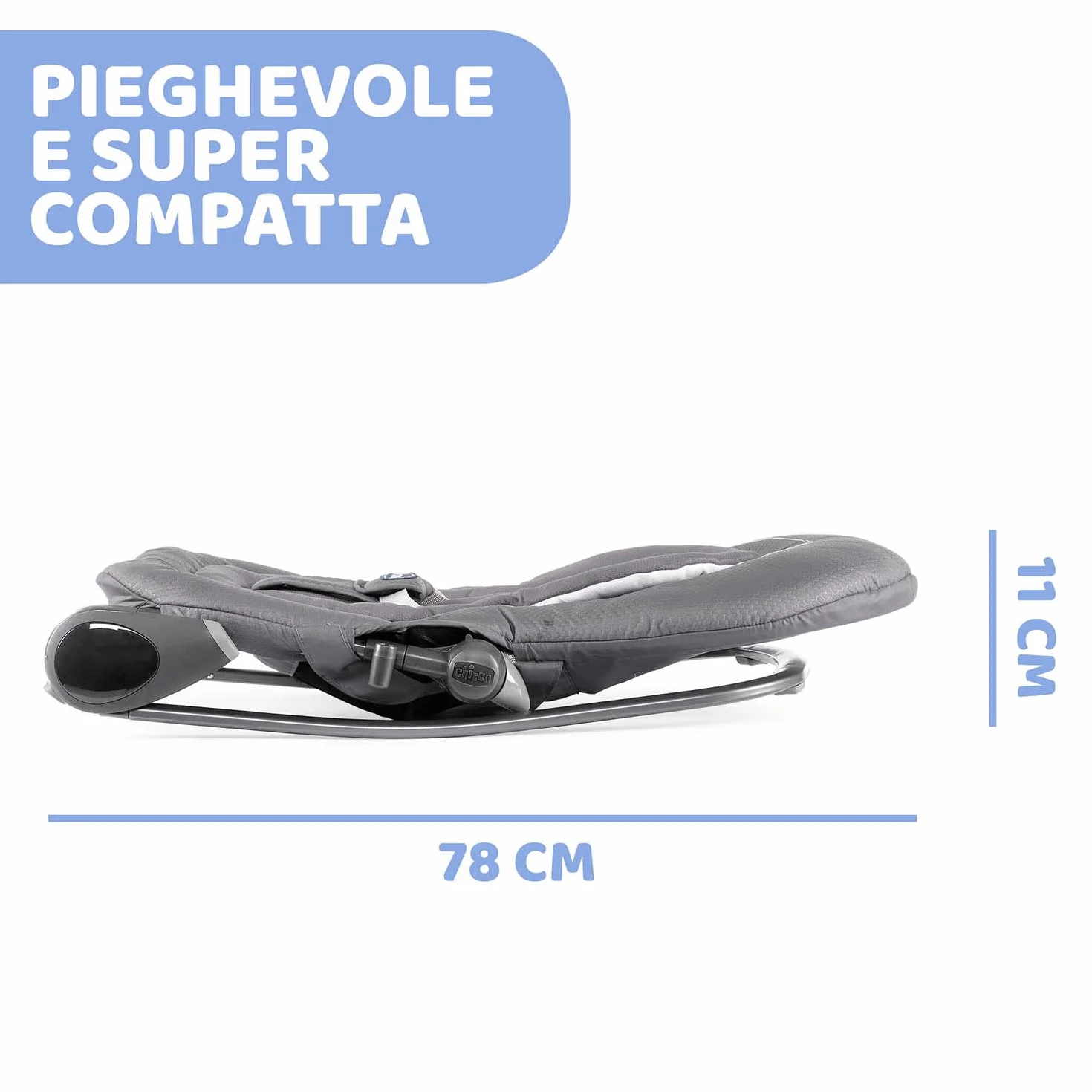 Chicco Hooplà Sdraietta Neonati e Bambini da 0 Mesi a 18 kg, Funzioni Dondolo e Poltroncina, con Barra Gioco, Schienale Regolabile e Cuscino Riduttore, Chiusura Compatta, Grigio scuro
