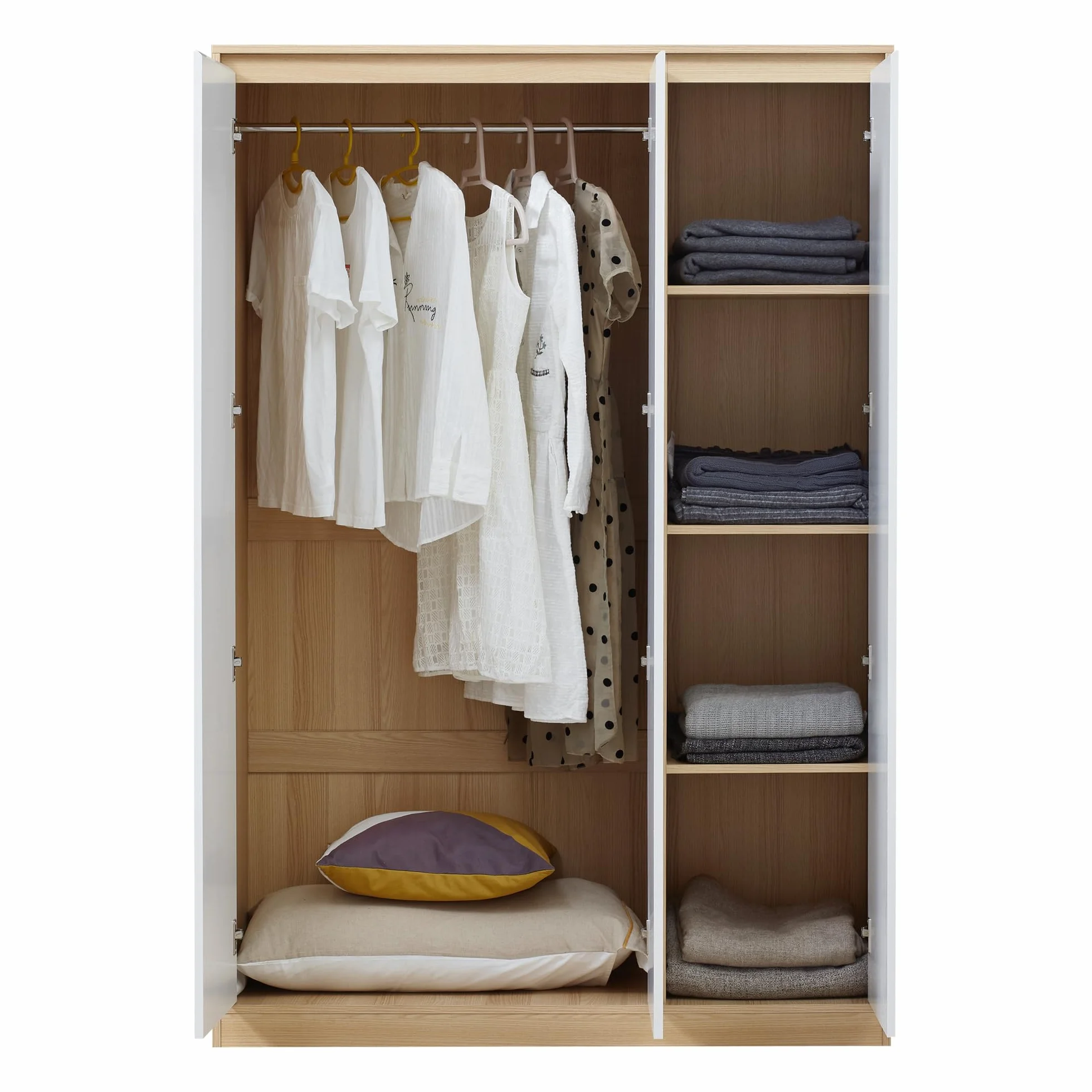 Armadio per Guardaroba con Ante Bianche 4 Scomparti 176 x 120 x 52 cm MDF Effetto Rovere