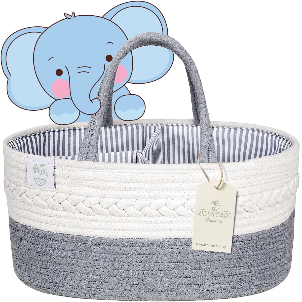Cesta Portapannolini a 3 Scomparti (Grigio, Medio) – Organizer Fasciatoio per Neonati con Divisorio Rimovibile – Porta Pannolini, Salviette, Creme per il Cambio – Portaoggetti per Casa o da Viaggio