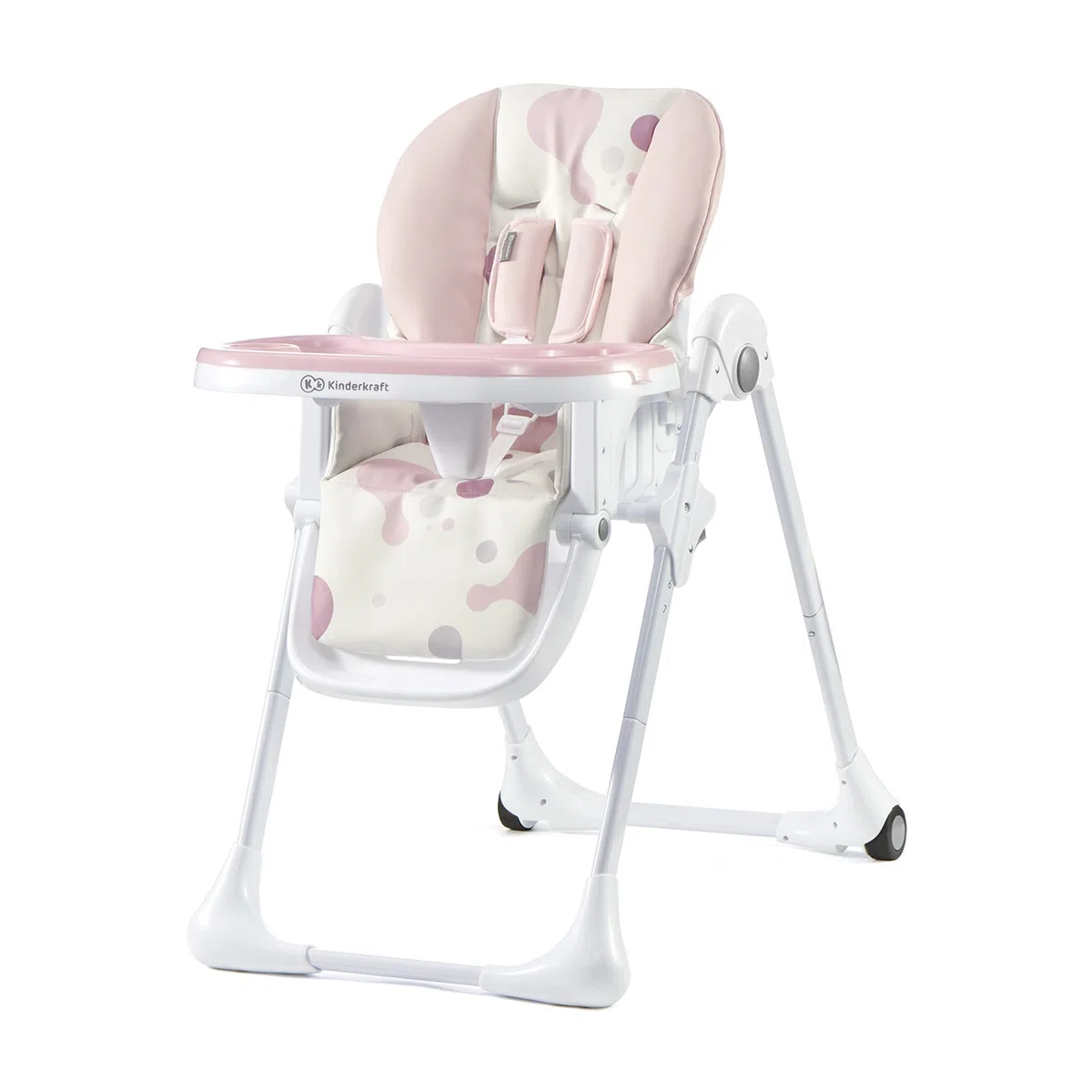 Kinderkraft YUMMY Seggiolone Pappa, Rialzo da Sedia, Regolabile, Pieghevole, Alzase Bambini da 6 Mesi fino a 3 Anni, Rosa
