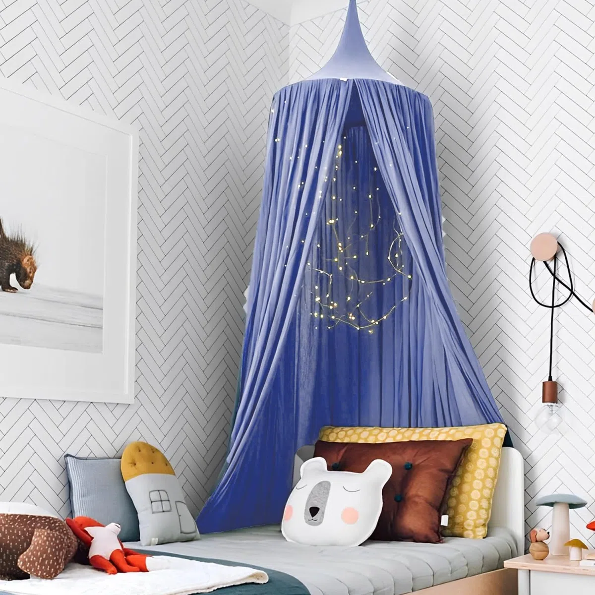 Ginkago Baldacchino per Letto Bambina Tenda a Baldacchino Baldacchino Zanzariera per Bambini Camera da Letto Decorazione (Blu royal)