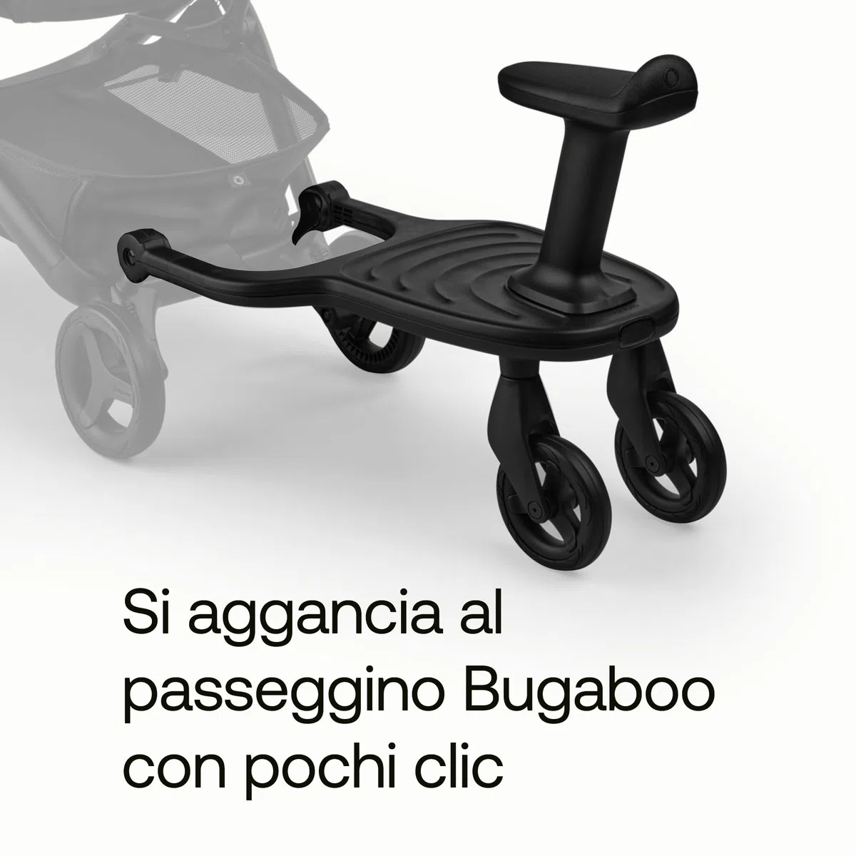 Bugaboo Pedana con Ruote Comfort+ con Sedile Rimovibile – Pedana da passeggio per bambini piccoli con opzione da seduto o in piedi, compatibile con tutti i passeggini Bugaboo