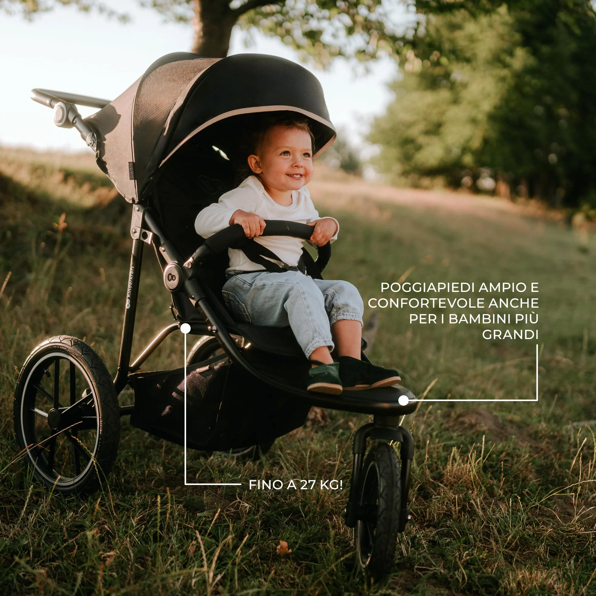 Kinderkraft HELSI 2 Passeggino leggero 3 ruote, 27 kg, szare