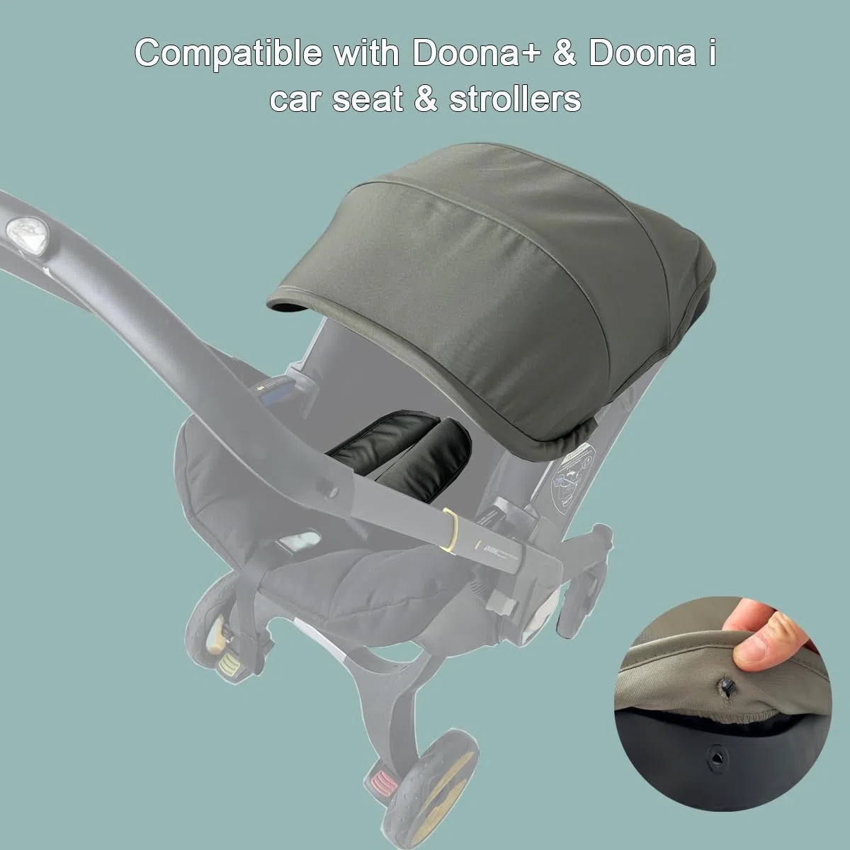 Tettuccio di ricambio per passeggino Doona X/Doona+/Doona i, parasole estensibile a 4 segmenti, lavabile in lavatrice, accessori per passeggino con spalline (verde oliva, per Doona+/i)