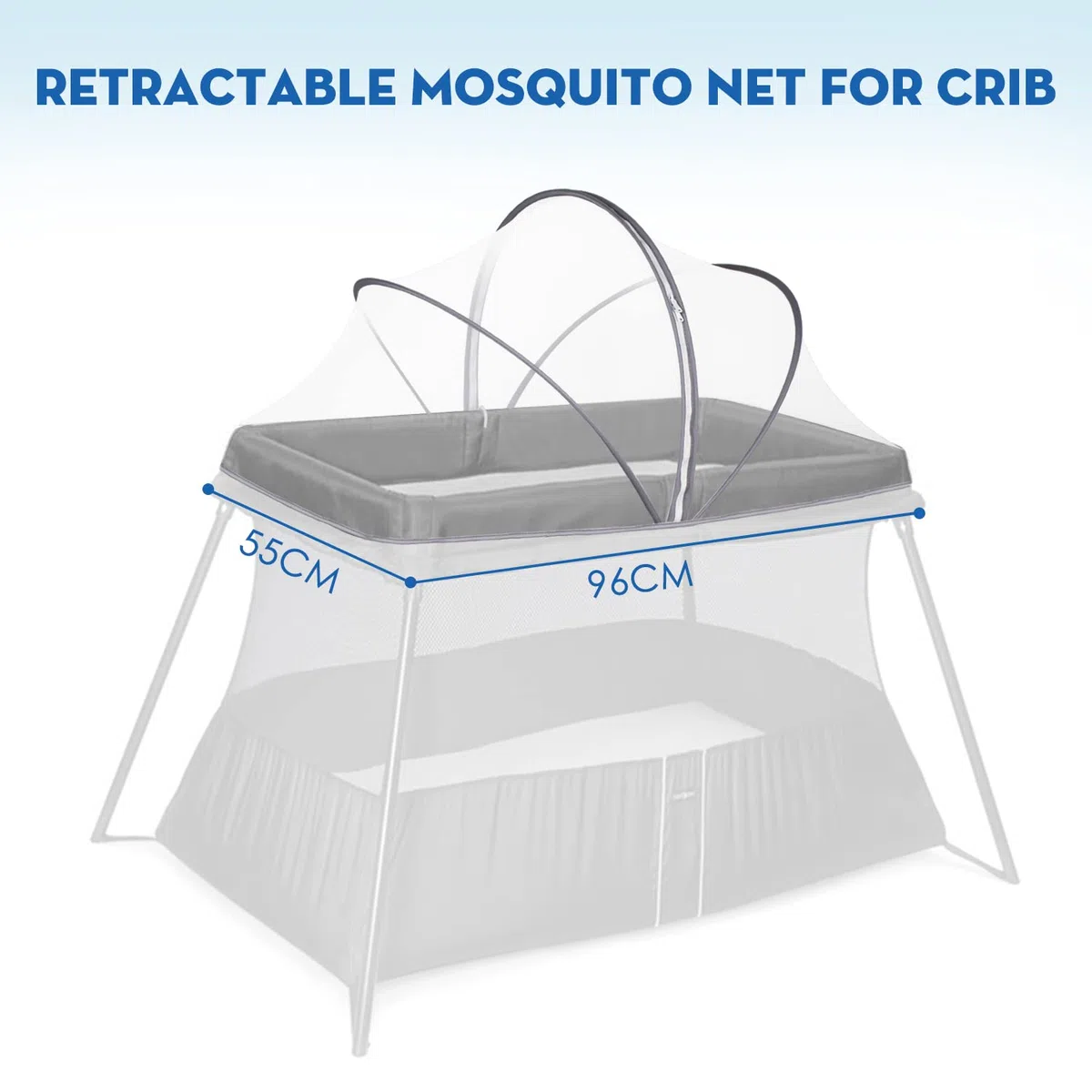 Beberoad Zanzariere per Culla Fianco Letto/Lettino Co-Sleeping/Culletta portatile neonato, Protezione Insetti per Neonati/Bambini,Facile Da Montare(Bianco,96X55cm)