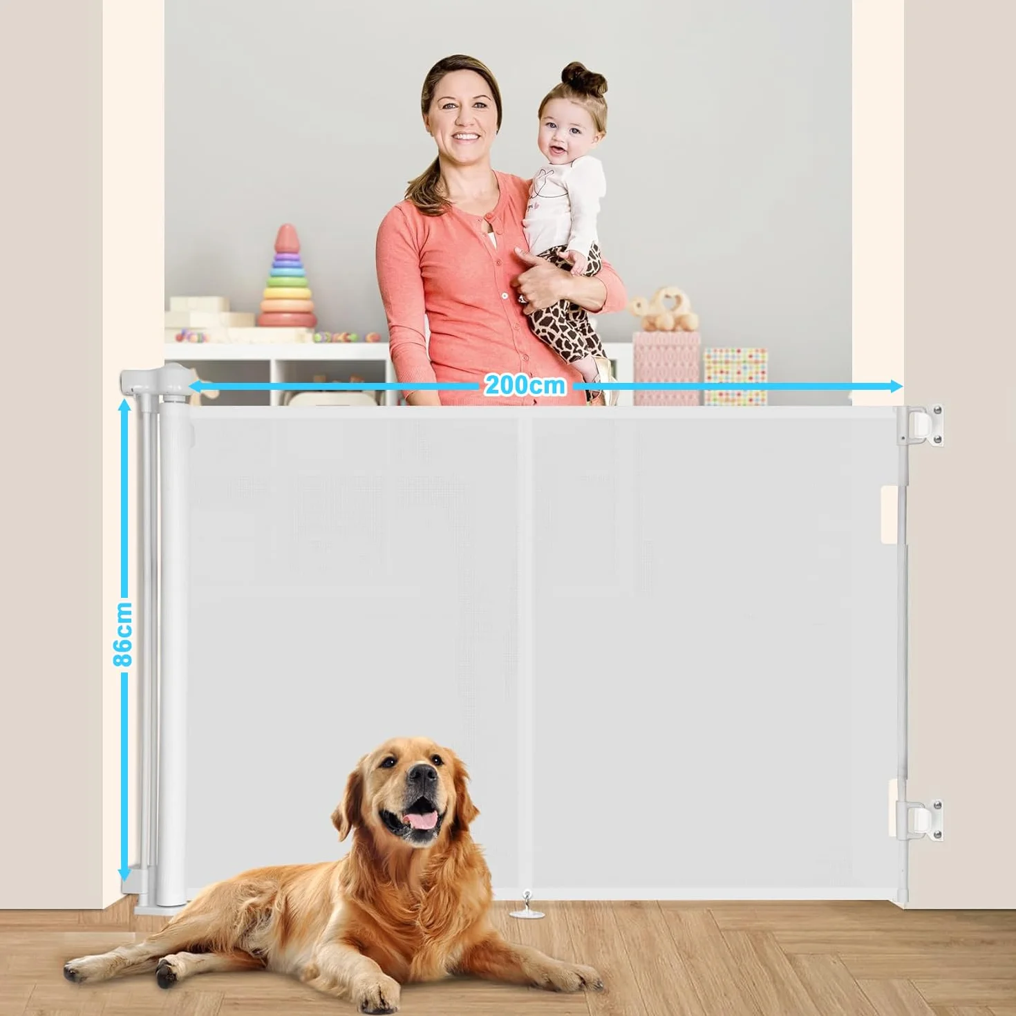 Cancelletto estensibile per scale 0-200 cm Barriera di sicurezza per bambini arrotolabile