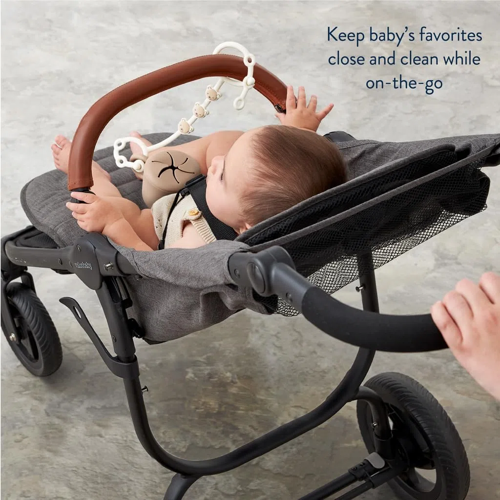 Itzy Ritzy Toy & Snack Cup Strap - Cinghia regolabile per tenere i giocattoli del bambino, massaggiagengive e tazze snack nelle vicinanze - Silicone senza BPA - Legatura per passeggini, seggioloni e