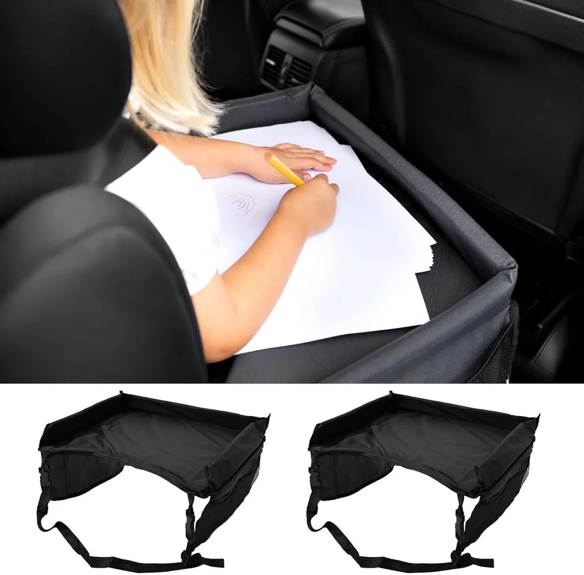Vassoio da Viaggio,Vassoio da Viaggio Per Bambini Per Seggiolino Auto, Vassoio da Seggiolino, Vassoio di Viaggio per Auto, Vassoi Per Auto Per Bambini, per Bambini, Auto, Vassoio, Passeggino,Nero