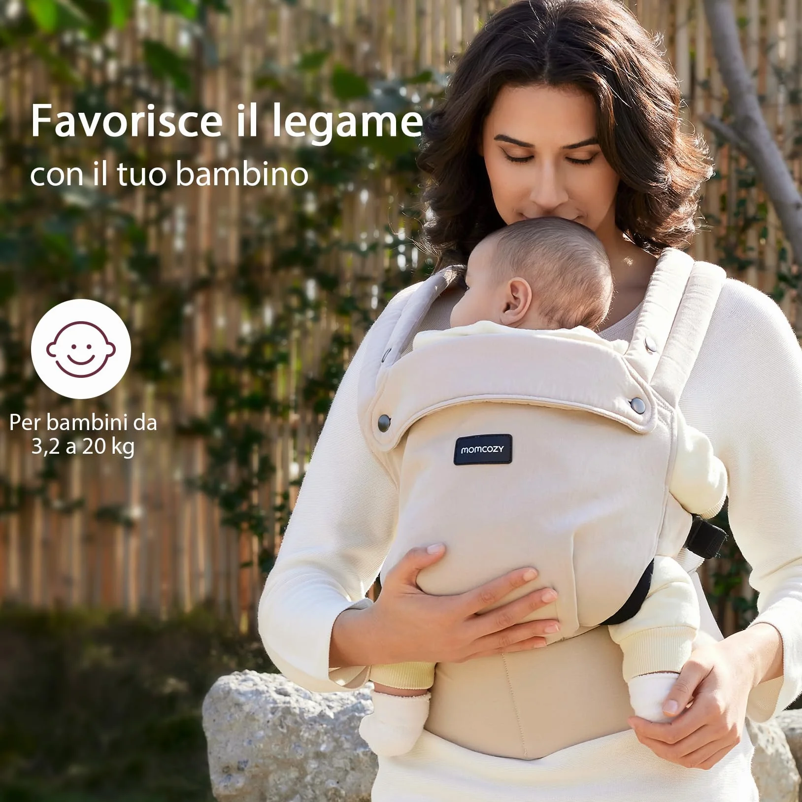 Momcozy Marsupio Neonato Ergonomico 3,2–20 kg (3-24 mesi) Cachi