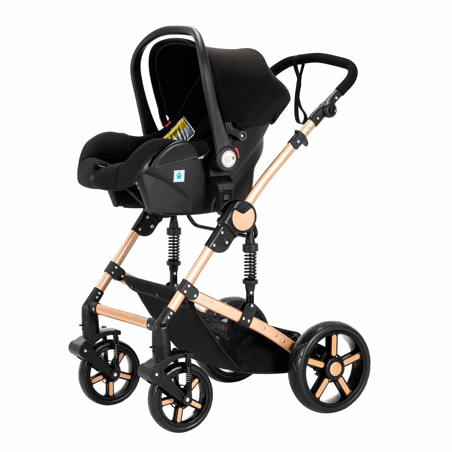 Passeggino Trio 3 in 1 Pieghevole con Telaio Alluminio (588 Black Gold)
