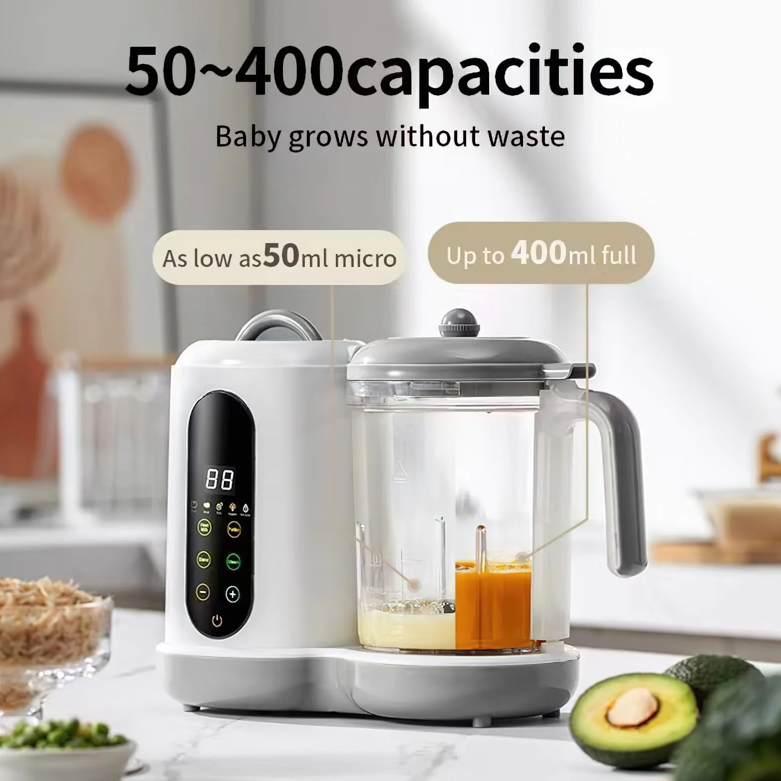 Frullatore per Bambini Cuocipappa Vapore 400ML, Pulizia Automatica, Schermo Touch