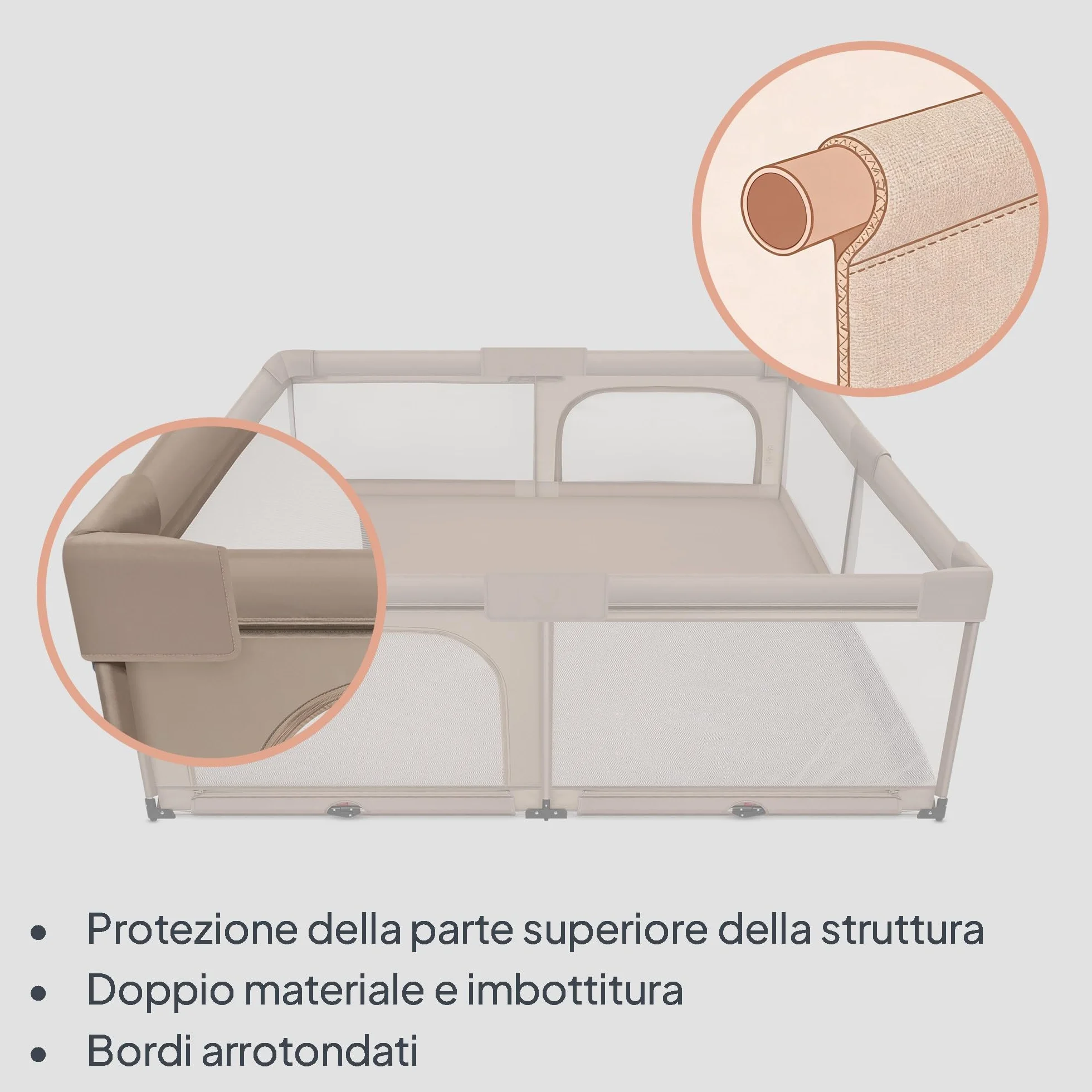 Lionelo FLORENCE XL EASY FOLD Box per Bambini 180 x 200 cm Recinto Pieghevole con Lati in Rete