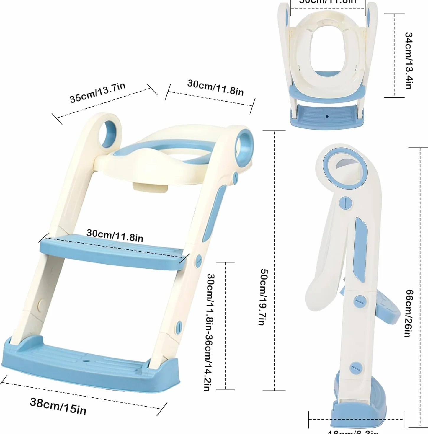 Sedile WC per bambini con scale, sedile WC per bambini e bambine, regolabile in altezza e pieghevole, per bambini