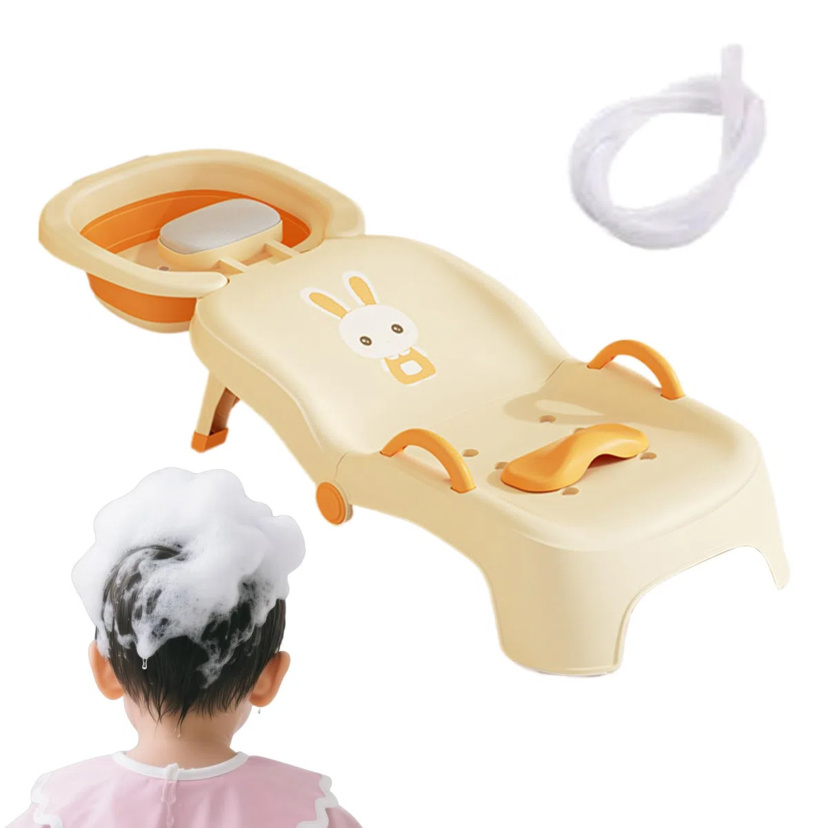 Sedia Shampoo Per Bambini | Sgabello Pieghevole per Lavaggio Capelli Bimbi Bagno,Poltrona Reclinabile Per Lavaggio Capelli Utilizzo Domestico E Professionale 0-10 Anni