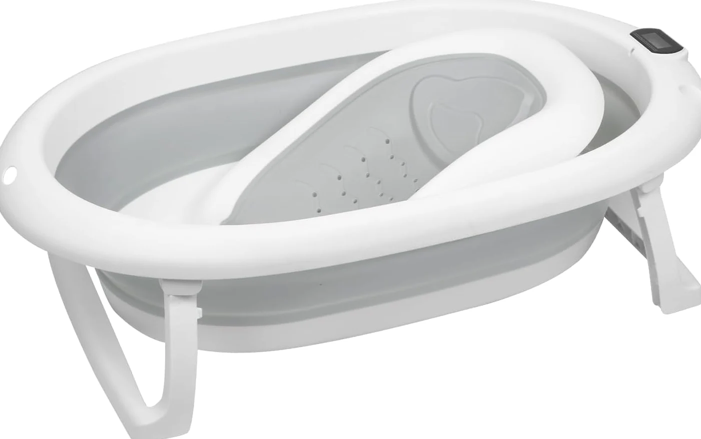 Vasca da bagno pieghevole con supporto in acciaio per neonati con termometro e tubo di scarico–Cuscino ergonomico neonato– guadagno di spazio piccolo bagno– 0-3 anni ((Style 1) 85 * 47 * 85cm-grey)