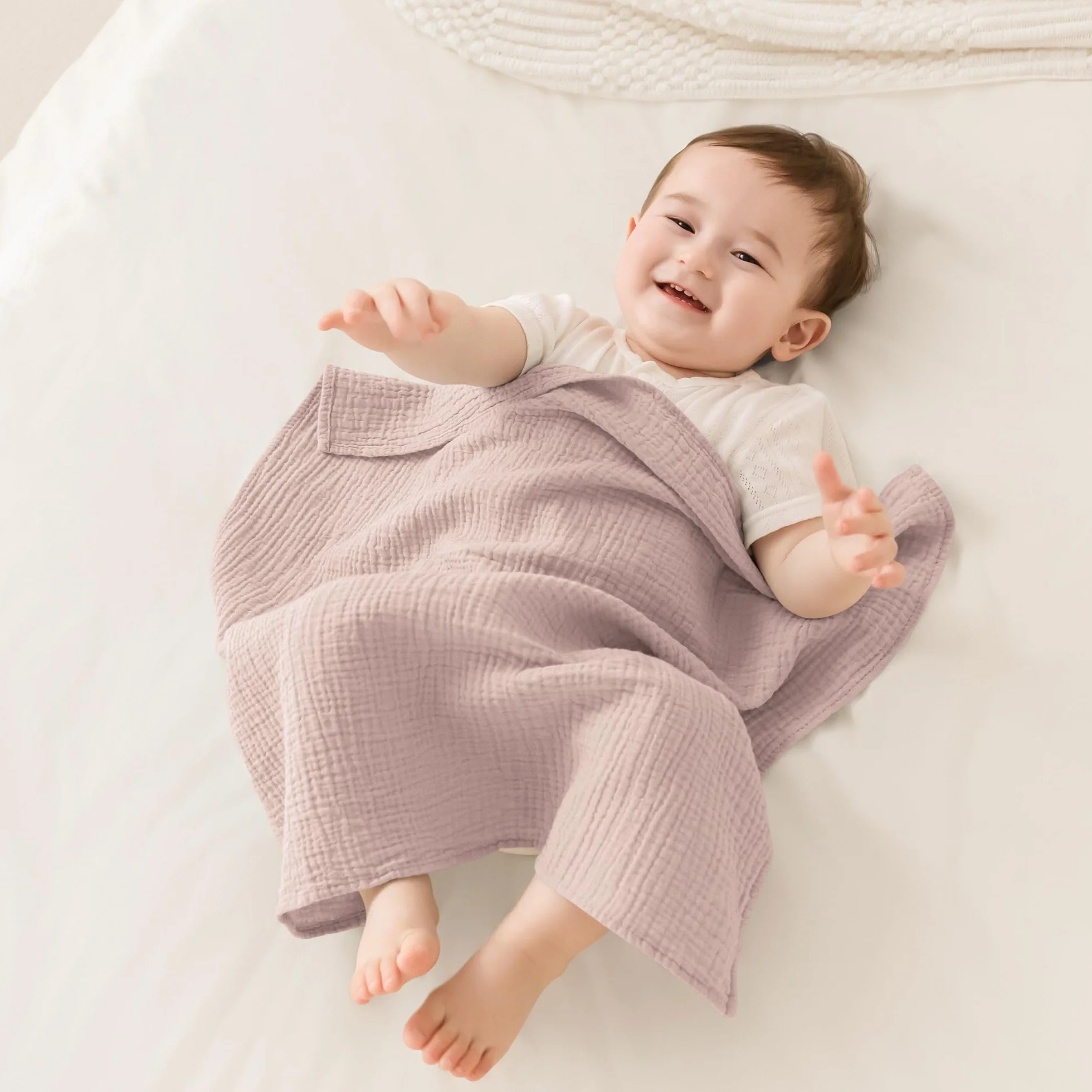 Susurration Bambino in Mussola Per Neonati, 5 Pezzi, Set 60x60CM, Super Morbido Assorbente in Mussola A Grana Per Neonati, Unisex, Per Bambine E Ragazzi (marrone)