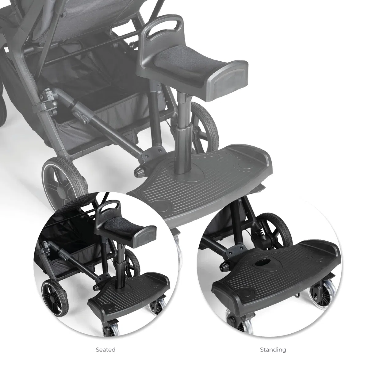 MS BabyWorld – Pedana + Sedile Universale – Pedana con seduta imbottita | Altezza regolabile | Base antiscivolo | Cinghia di trasporto | Fino a 25 kg