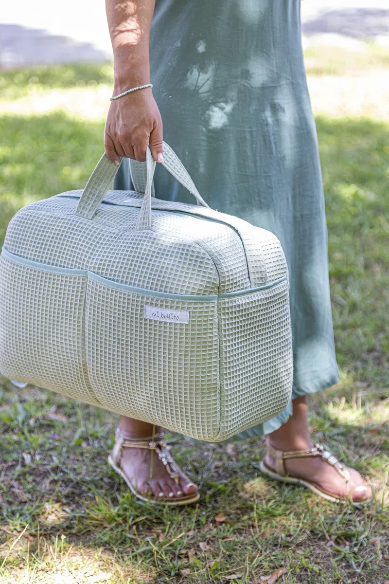 Confezione essenziale per mamme, papà e neonati: borsa maternità, borsa da passeggio, fasciatoio portatile e organizer per pannolini e salviette. Prodotto in Spagna., Verde menta, Talla