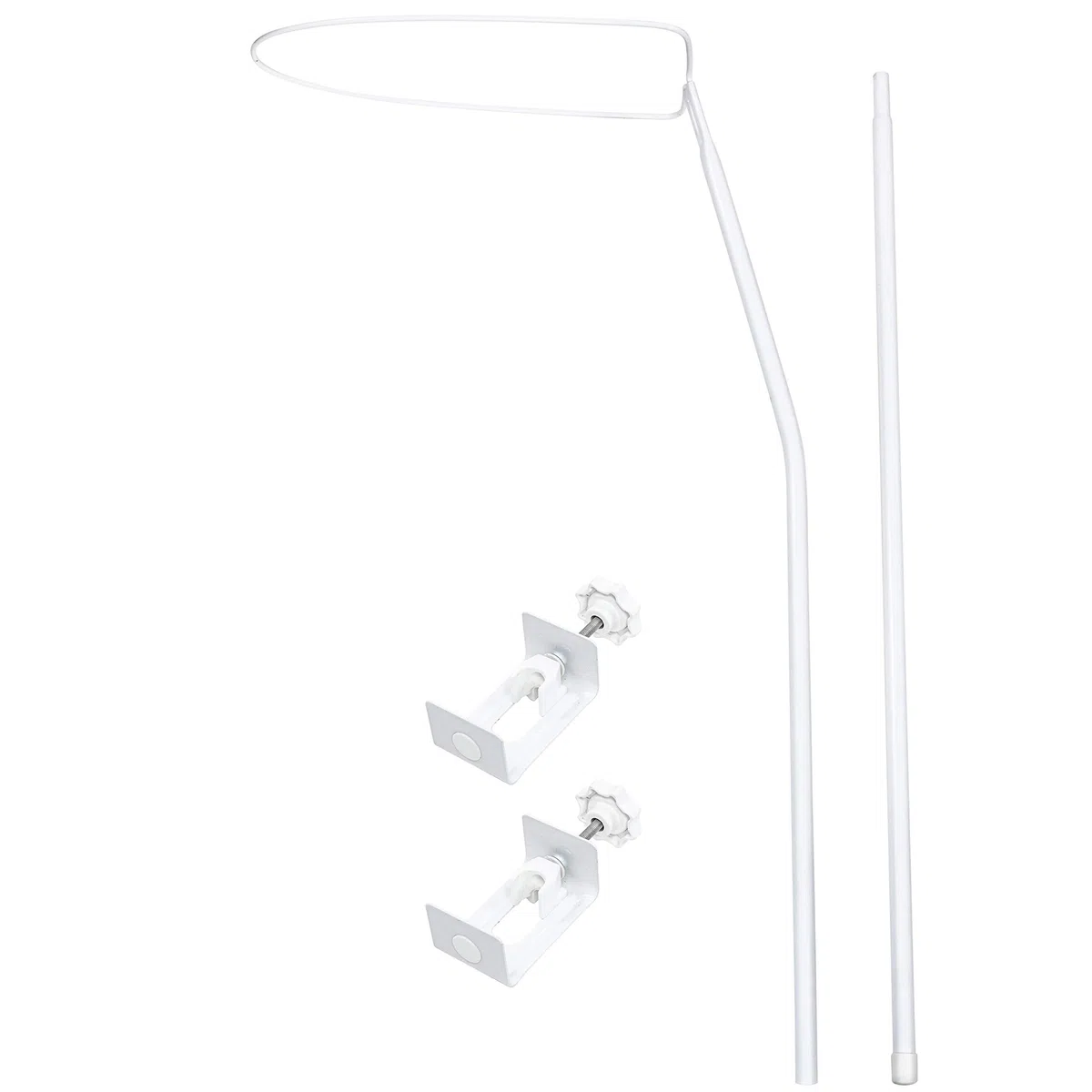 Amilian - Supporto per baldacchino, per culla e culla, con fissaggio, in metallo laccato bianco