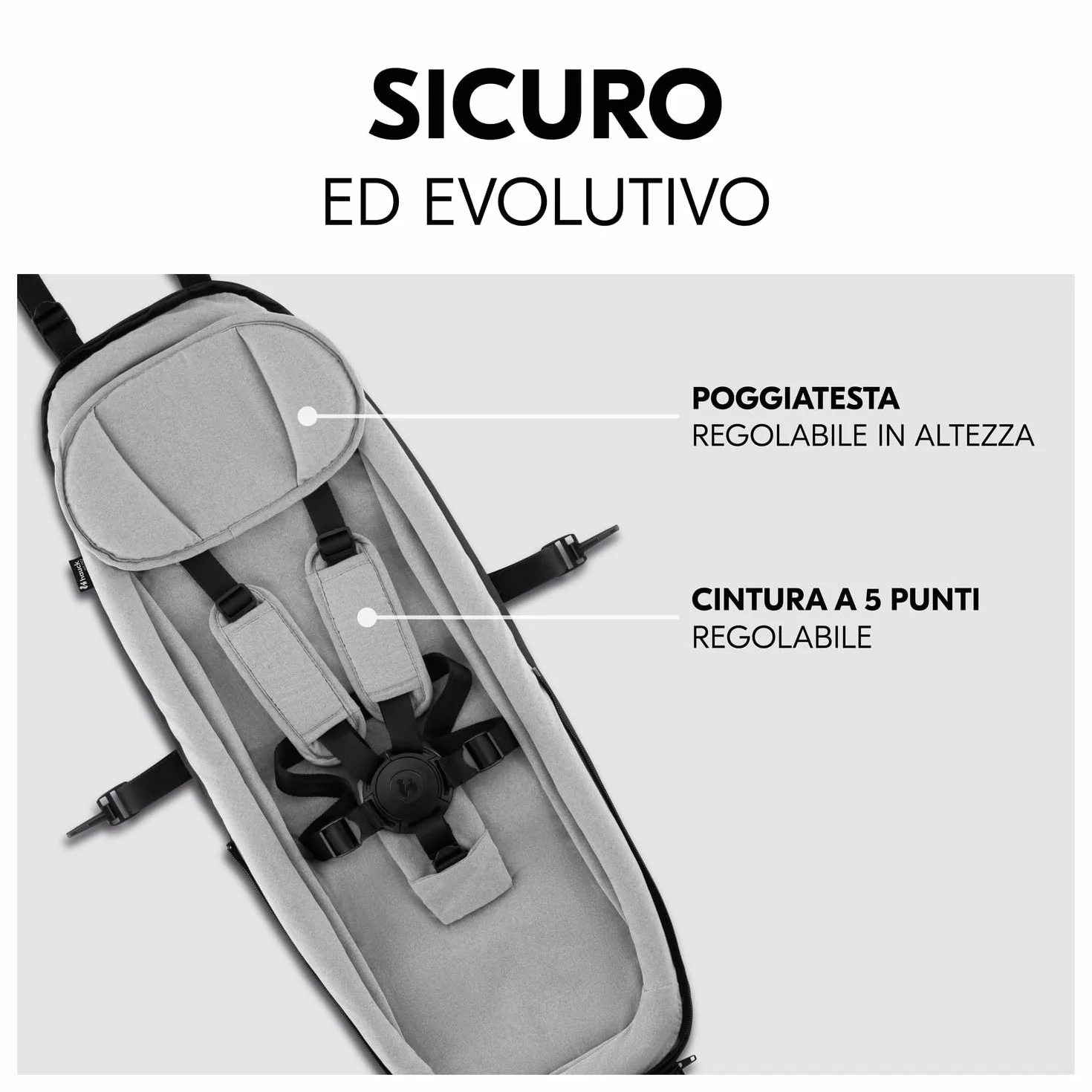Hauck Baby Lounger 2 Grey Seggiolino Rimorchio Bici Dryk Duo Dryk Duo Plus Bike N Walk Duo 1-10 Mesi Max 75 cm 10 kg Cintura 5 Punti Poggiatesta Coprigambe