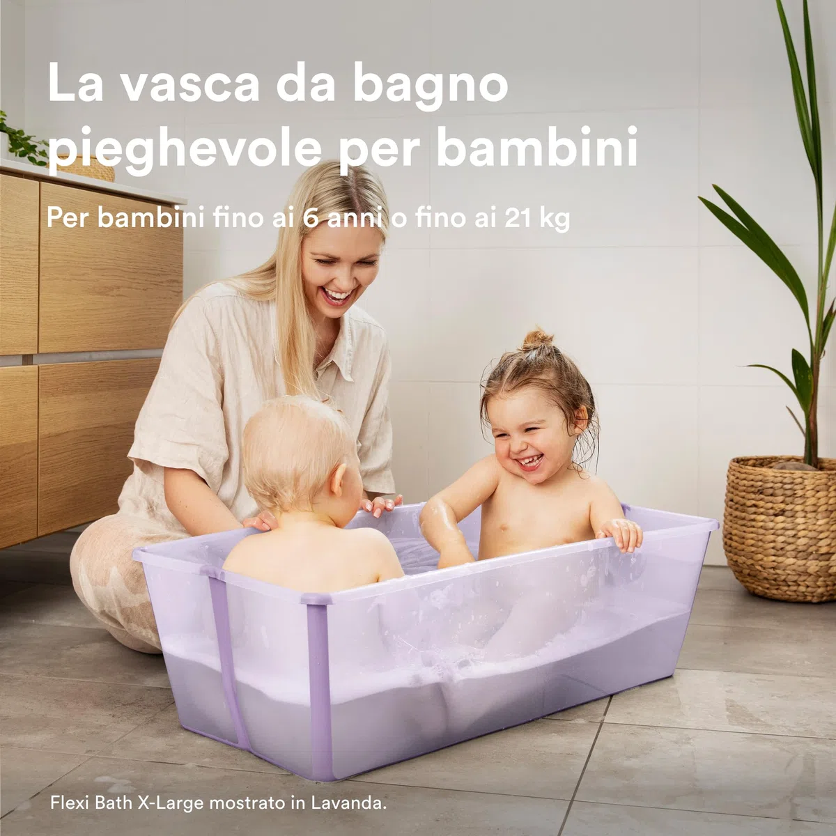 Stokke Flexi Bath X-Large, Bianco - Vaschetta pieghevole spaziosa - Leggera e Facile da conservare - Comoda da usare a casa o in viaggio - Ideale per età 0-6 anni