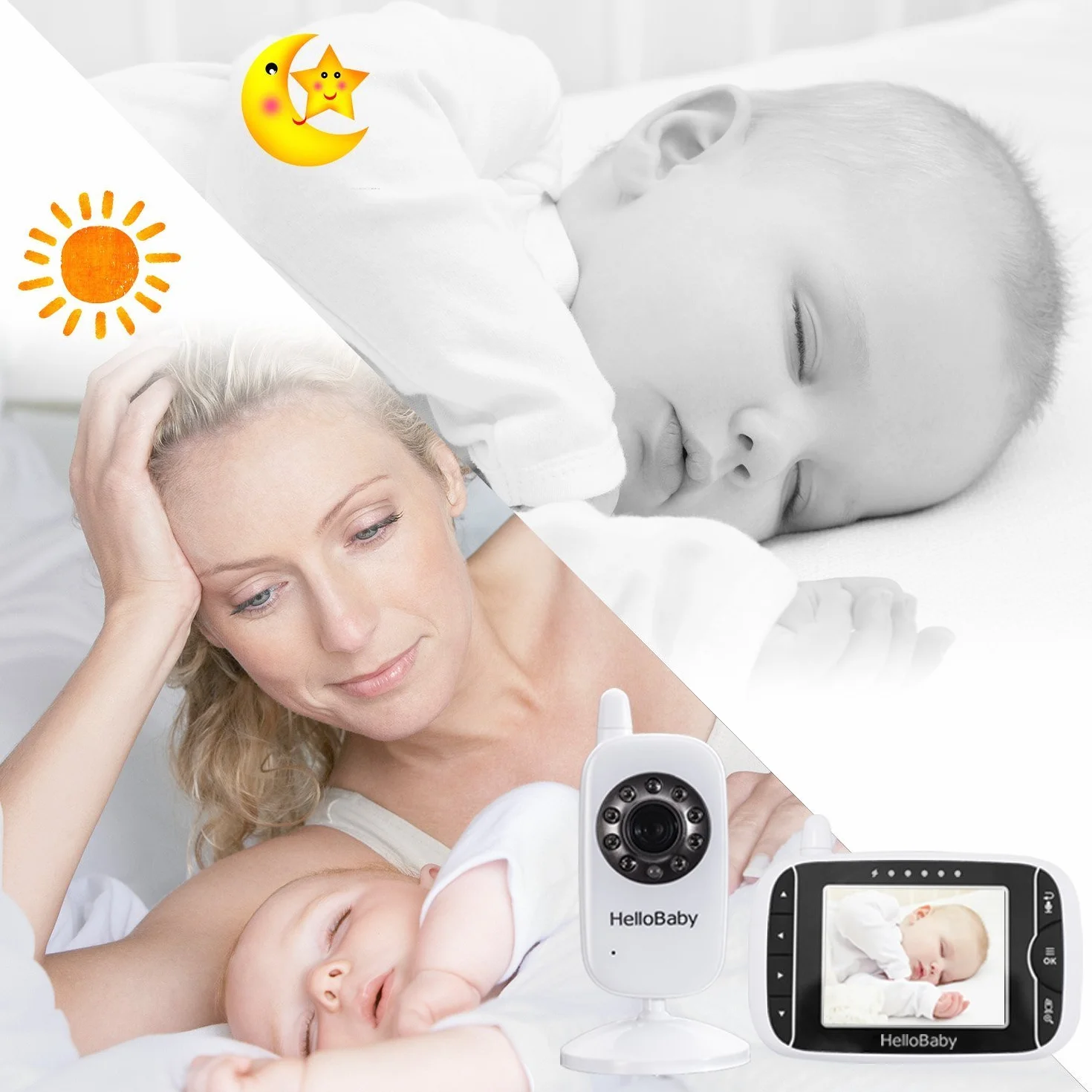 HelloBaby HB32 Visione Notturna Video Baby Monitor 2 vie Citofono